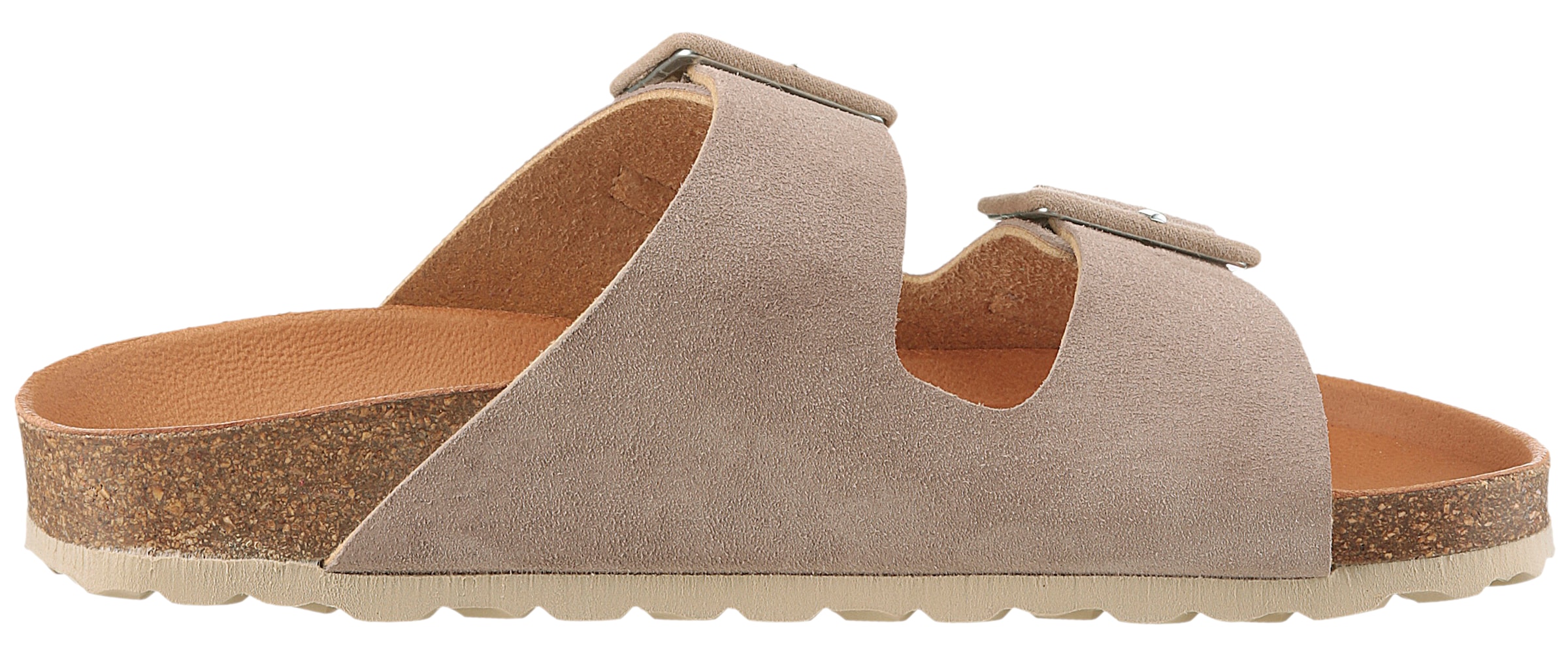 VERBENAS Pantolette »Randell Velour«, Sommerschuh, Schlappen, Hausschuh, Urlaubschuh mit Softfußbett