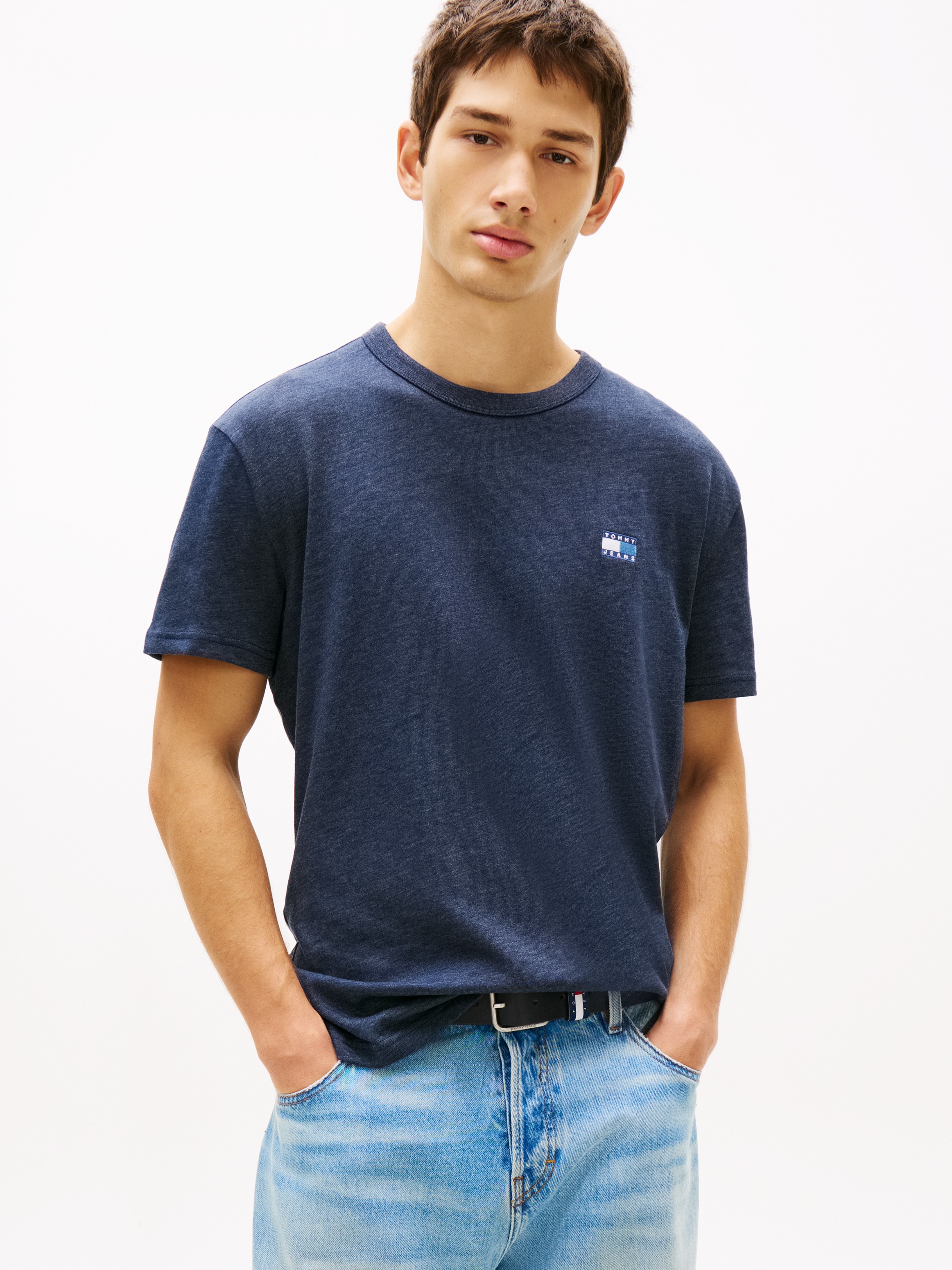 Tommy Jeans T-Shirt »TJM REG BADGE« Rundhals, Jersey, meliert, regular fit