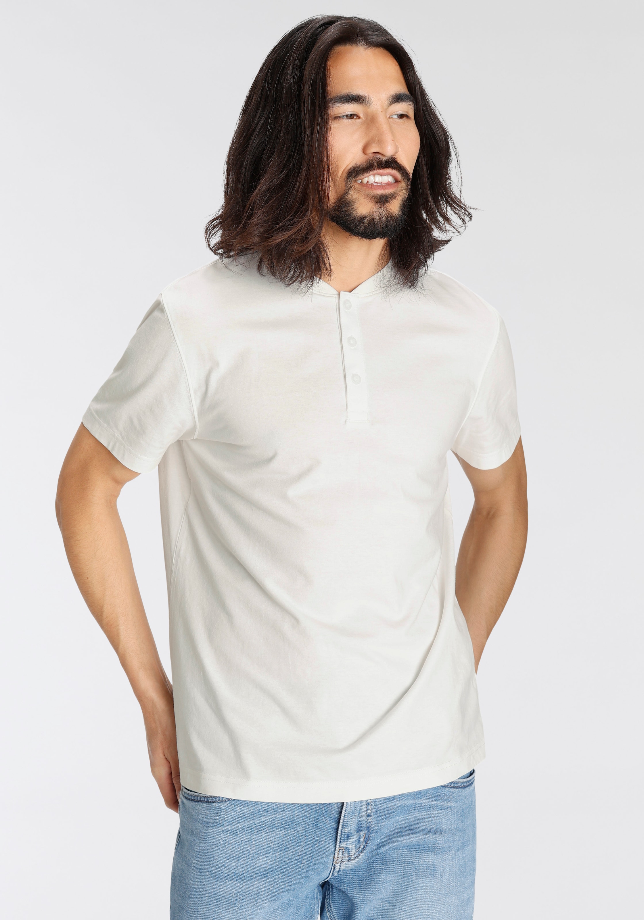 OTTO products Henleyshirt »Hergestellt aus zertifizierter Bio-Baumwolle«