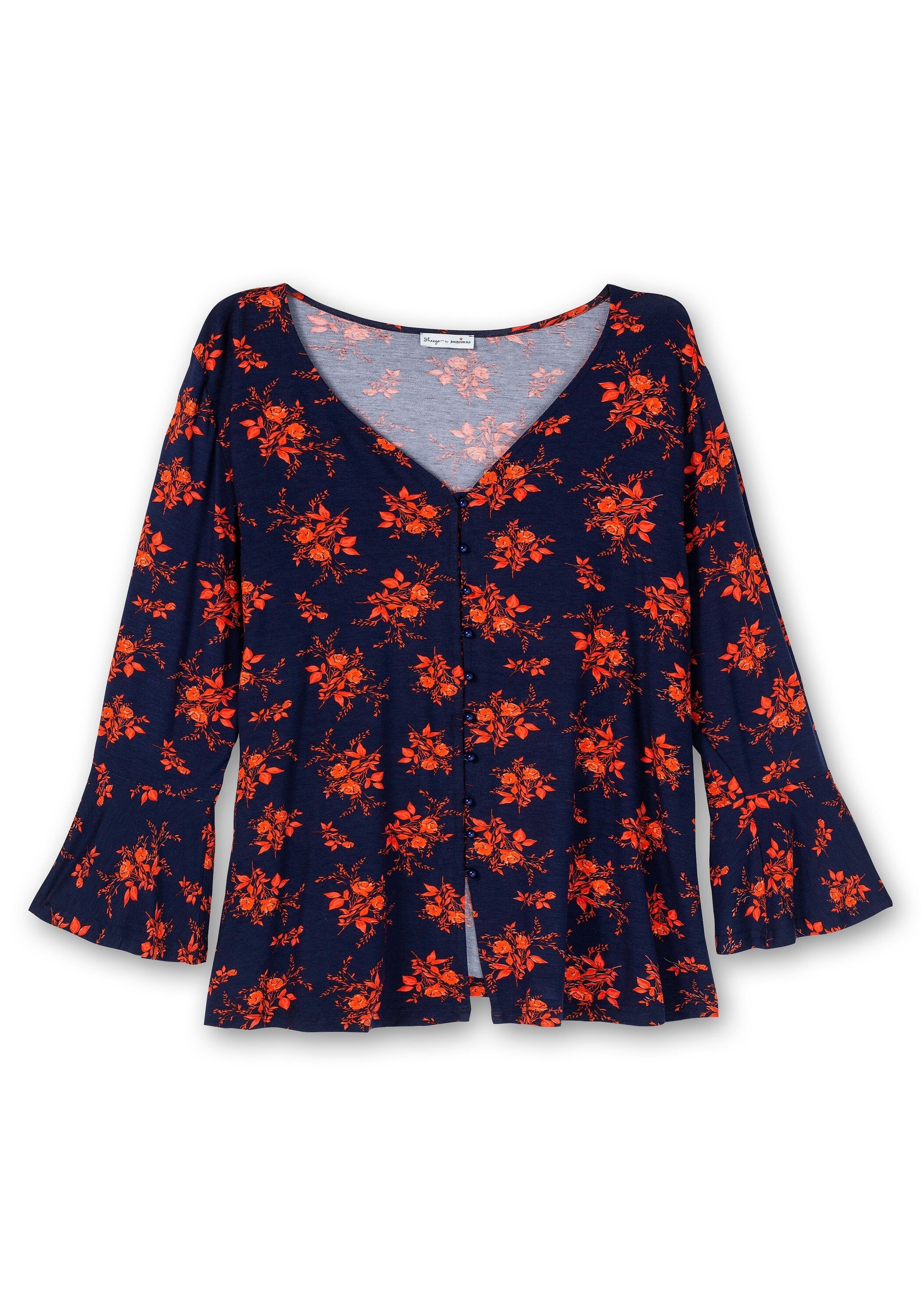 Sheego Langarmshirt »Langarmshirt mit Biesen und Volantärmeln«, mit Biesen und Volantärmeln