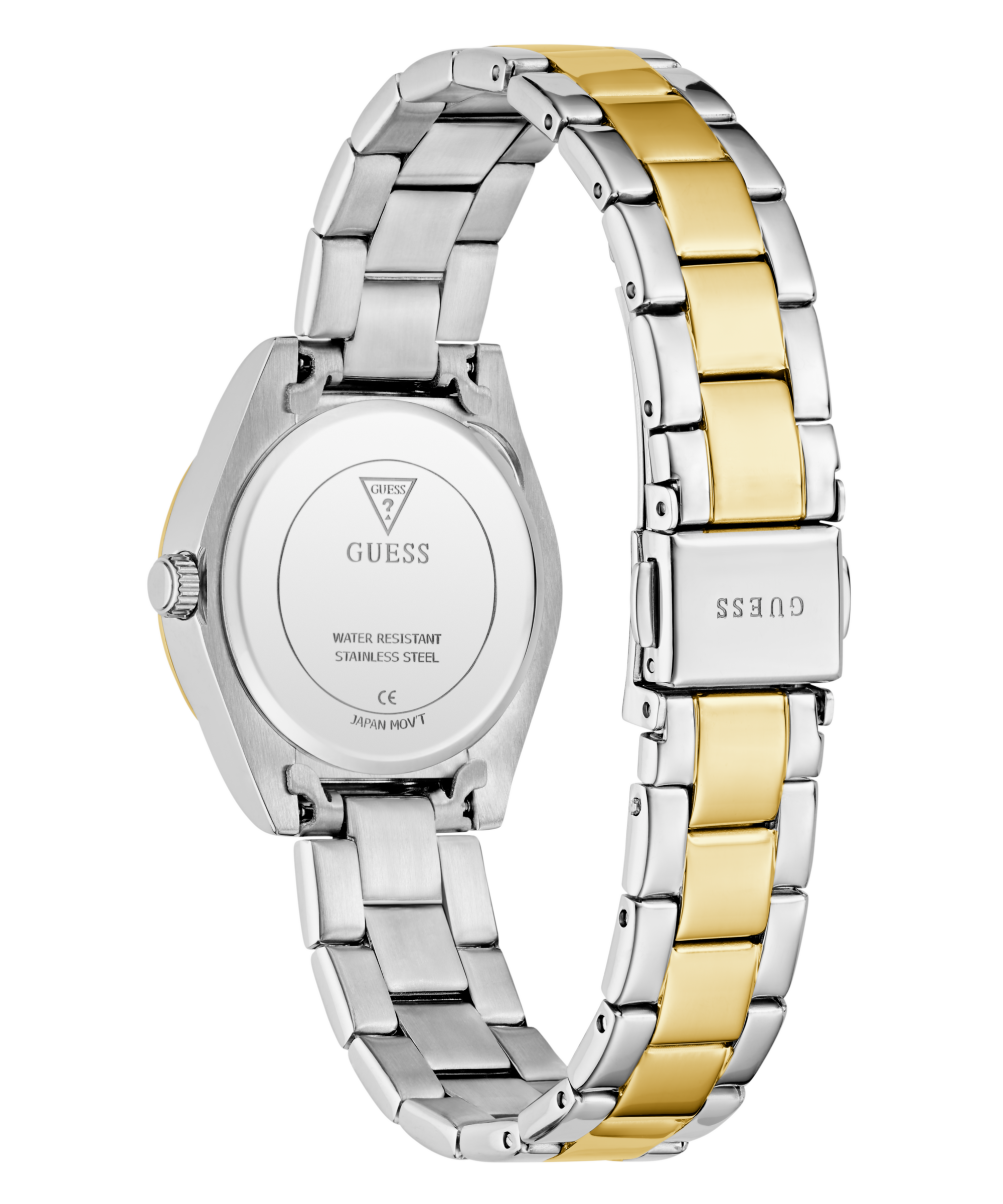 Guess Quarzuhr »MINI LUNA GLITZ« Armbanduhr, Damenuhr, Edelstahlarmband, Kristallsteine