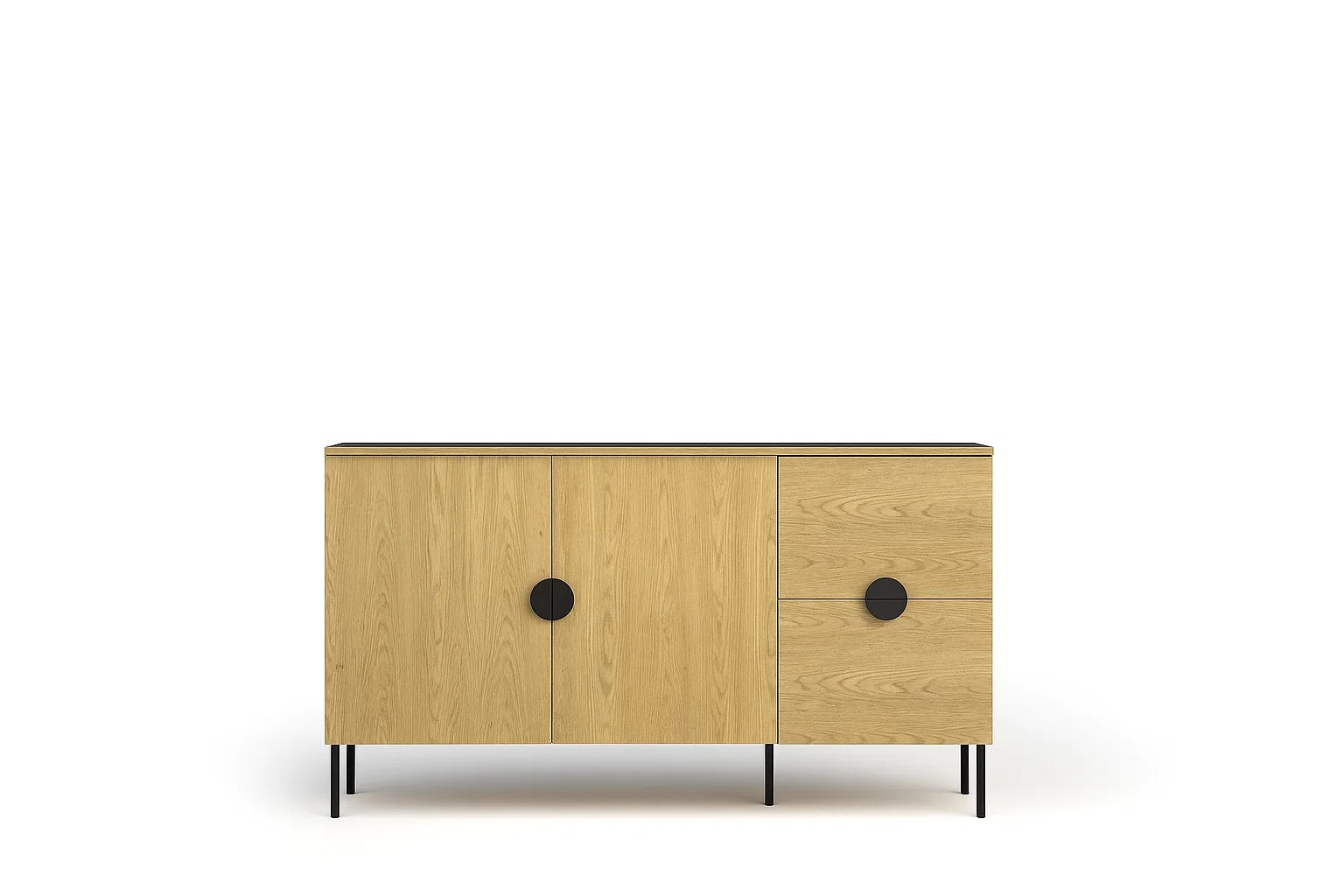 Home affaire Kommode »BELLOT Sideboard mit 2 Schubladen und 2 Türen, B/T/H: 213/40/87,6 cm« Schubkastenkommode mit Metallgriffen und viel Stauraum