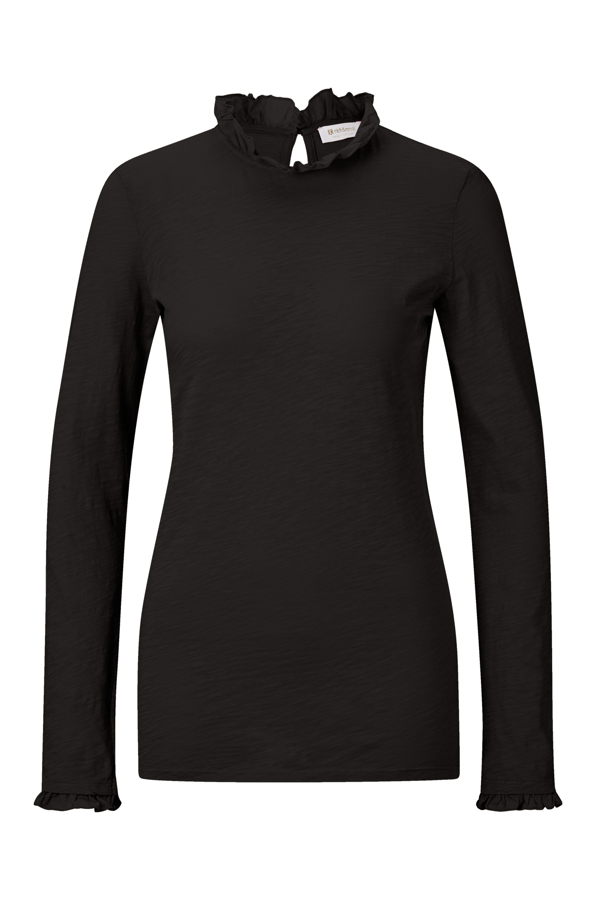 RICHROYAL Langarmshirt »2409 O Slub F LS«, mit Rüschenkante an Ausschnitt und Ärmelsaum