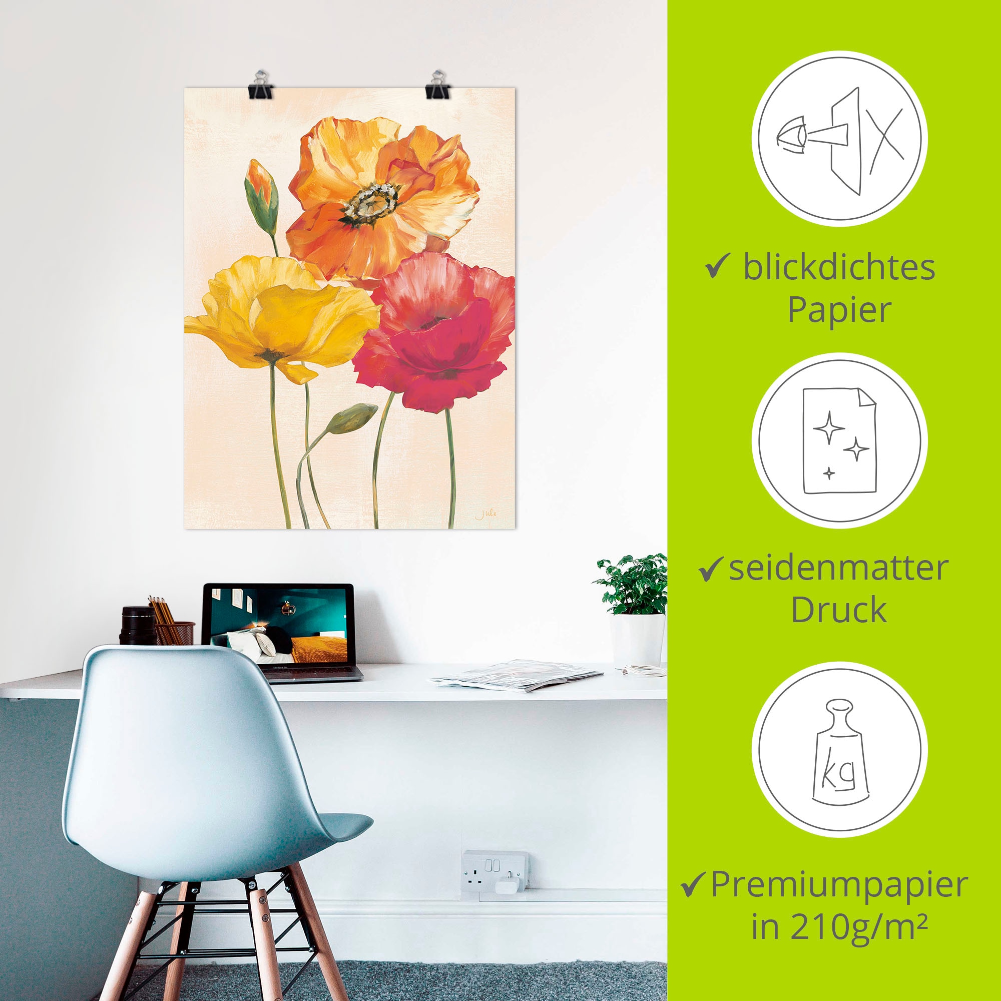 Artland Wandbild »Bunte Mohnblumen I« Blumenbilder 1 Stk. tlg. als Leinwandbild, Poster in verschied. Größen