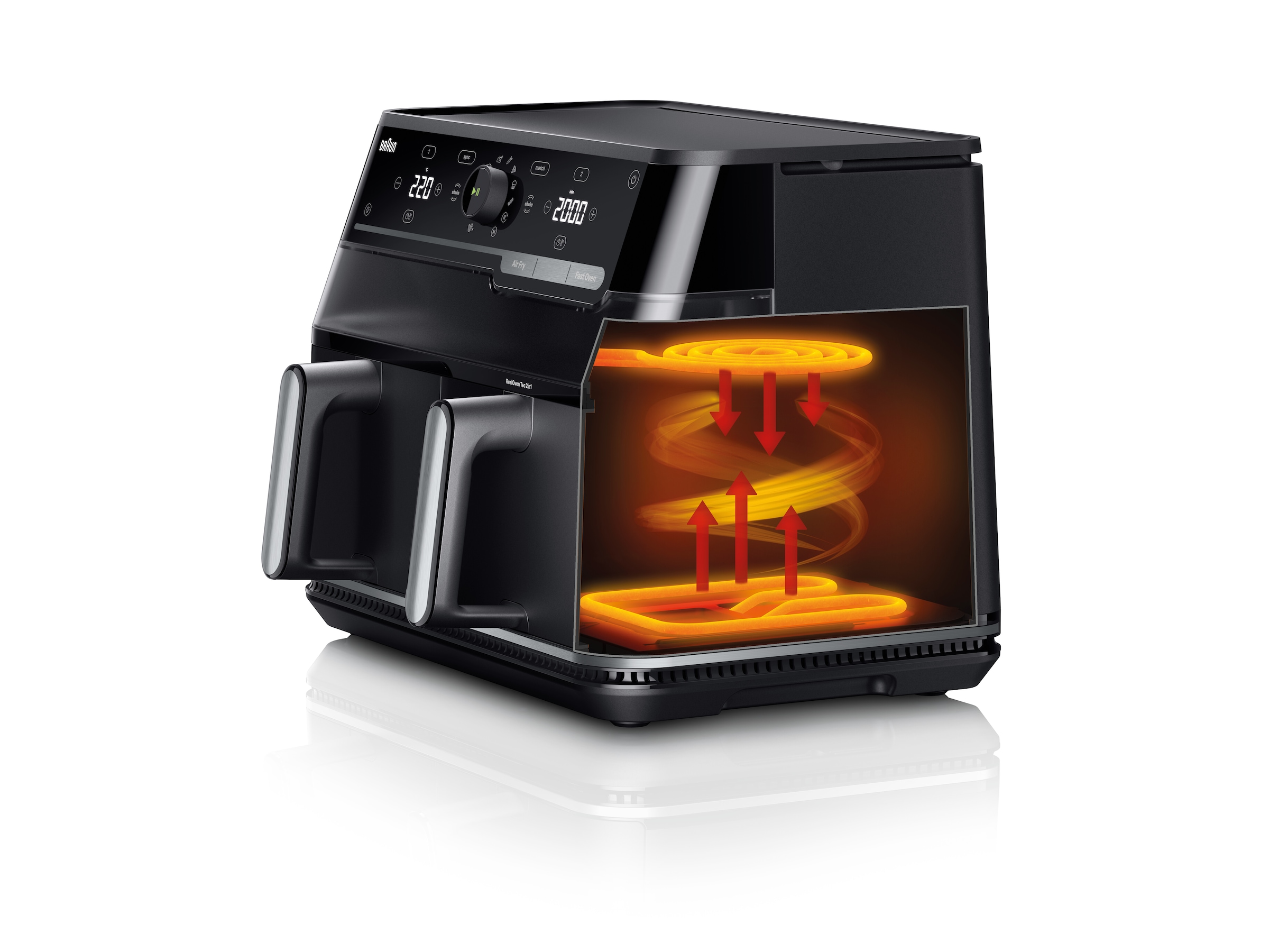 Braun Heißluftfritteuse »TwinCook TD5053IBK« 2850 W 2 in 1-Gerät: Frittieren & Backen, Sichtfenster, Sync & Match Funktion