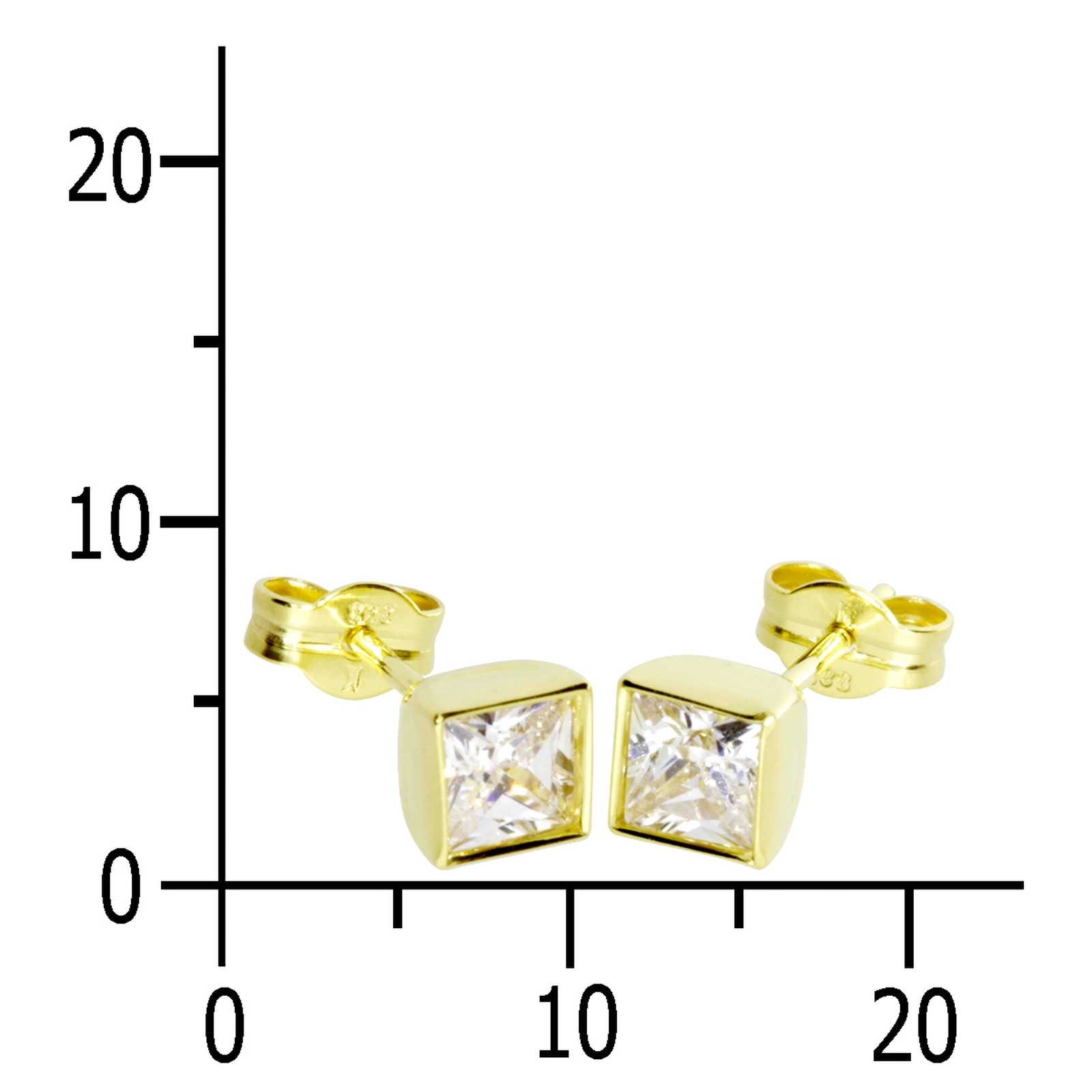 OSTSEE-SCHMUCK Paar Ohrstecker »- Anna 5x5 mm - Gold 333/000 - Zirkonia«