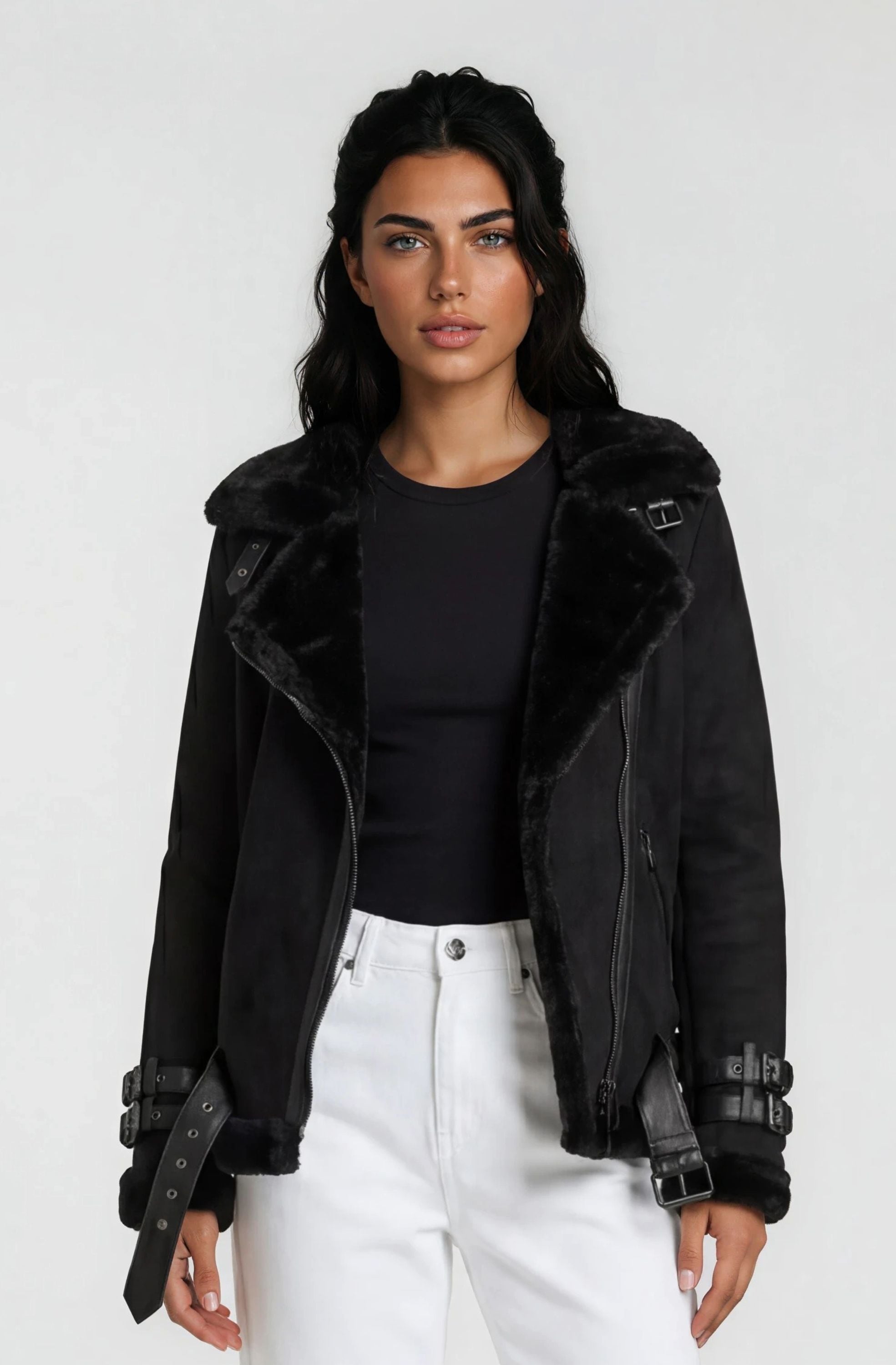trueprodigy Lederjacke »Aloy Lederjacke mit Kunstfellbesatz« ohne Kapuze