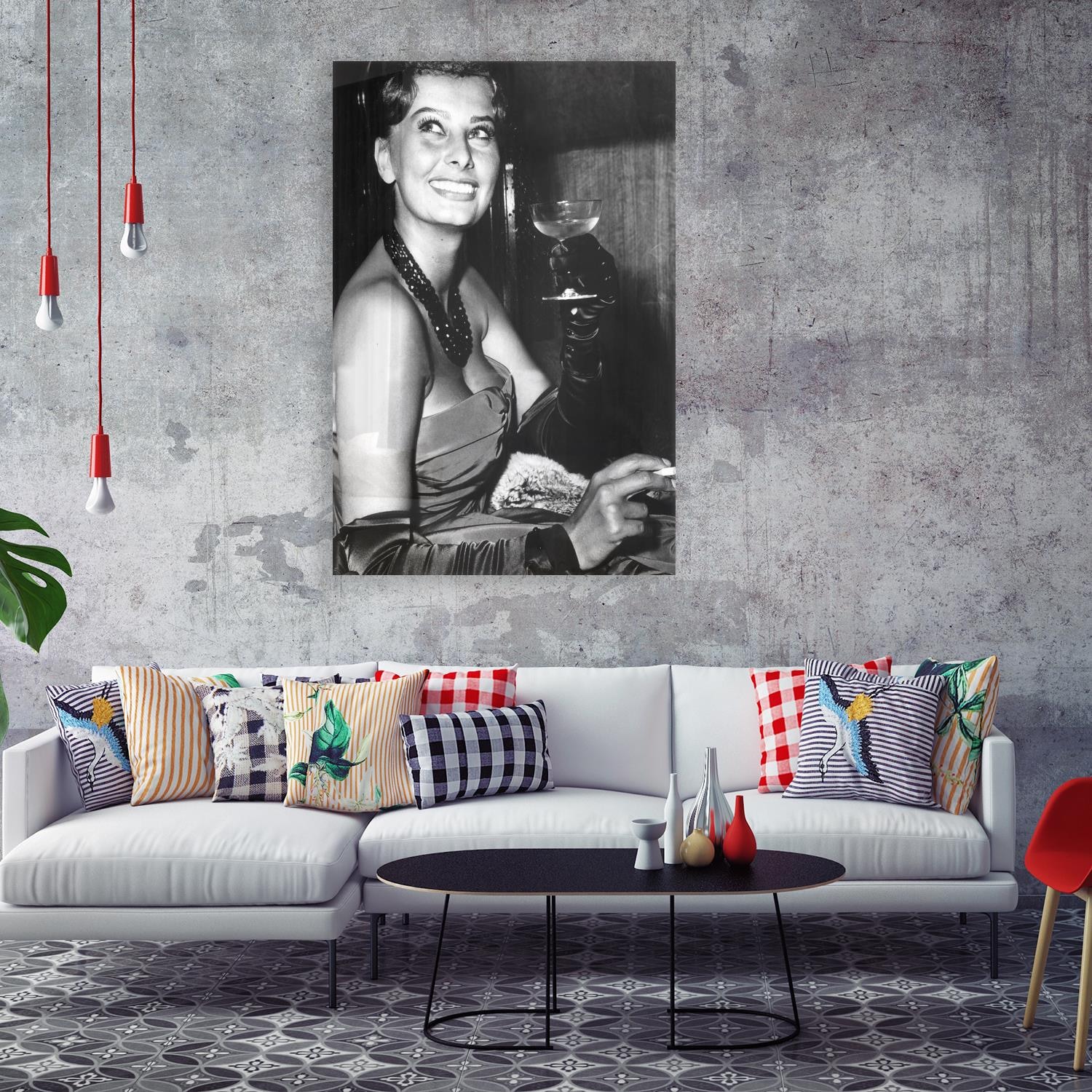 queence Acrylglasbild »Sophia Loren mit Champagne«,...