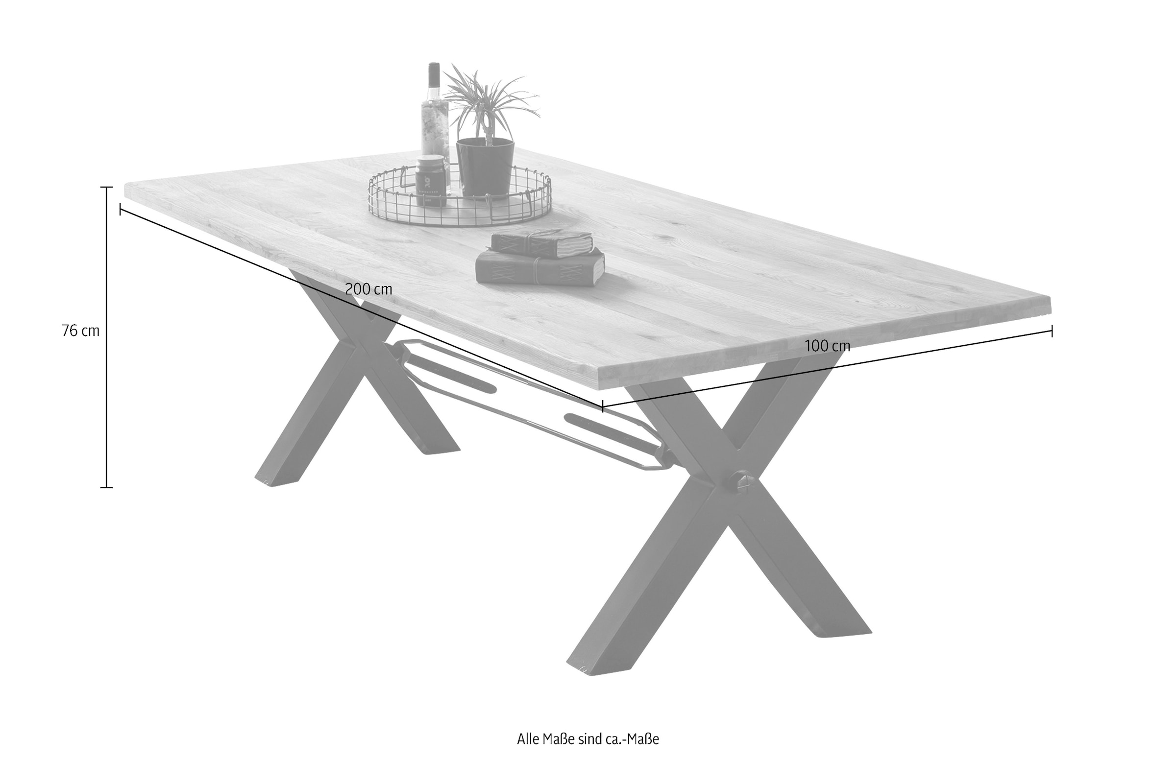 SIT Esstisch X-Gestell im industriellen Antiklook