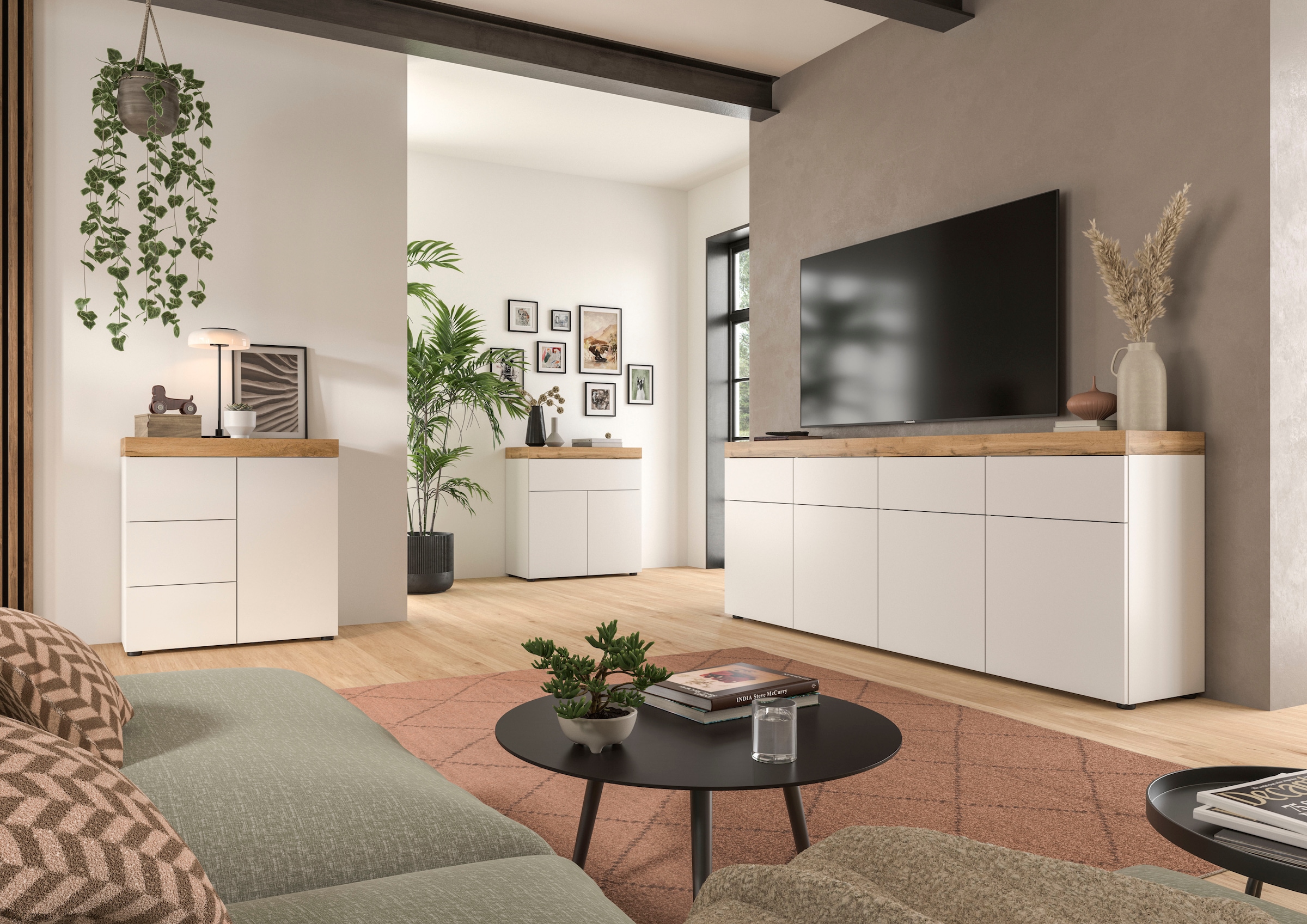 OTTO home Kommode »MAMBO, Breite 77cm, 2 Türen, 1 Schubkasten, push-2-open« 2 farbige Ausführung, in verschiedenen Farben erhältlich, 1 Stk. tlg. Kommode, Anrichte, Wohnzimmer, Schlafzimmer