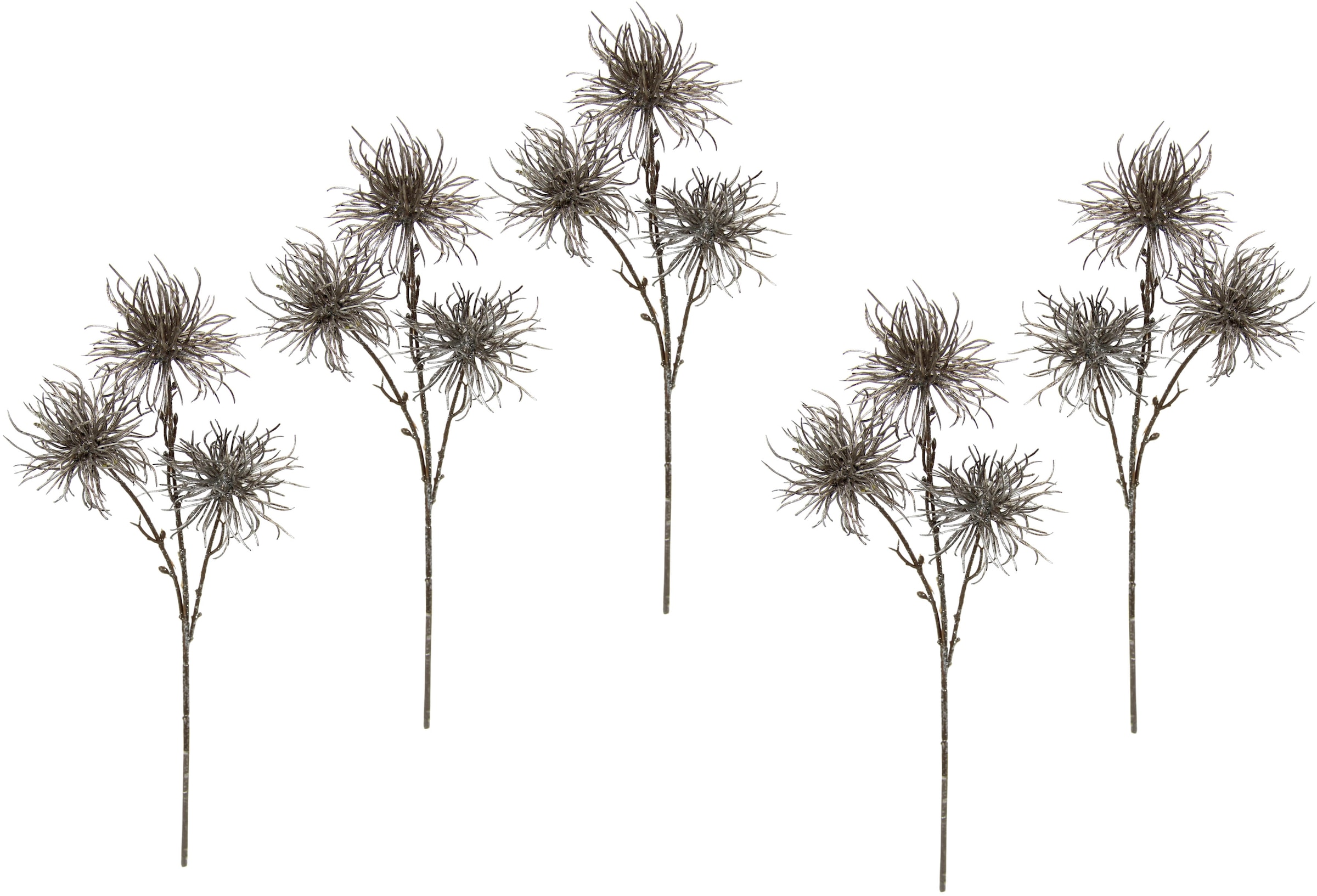 Kunstblume »Distel«, Metallic-Distelzweig, Kunstzweige, 5er Set