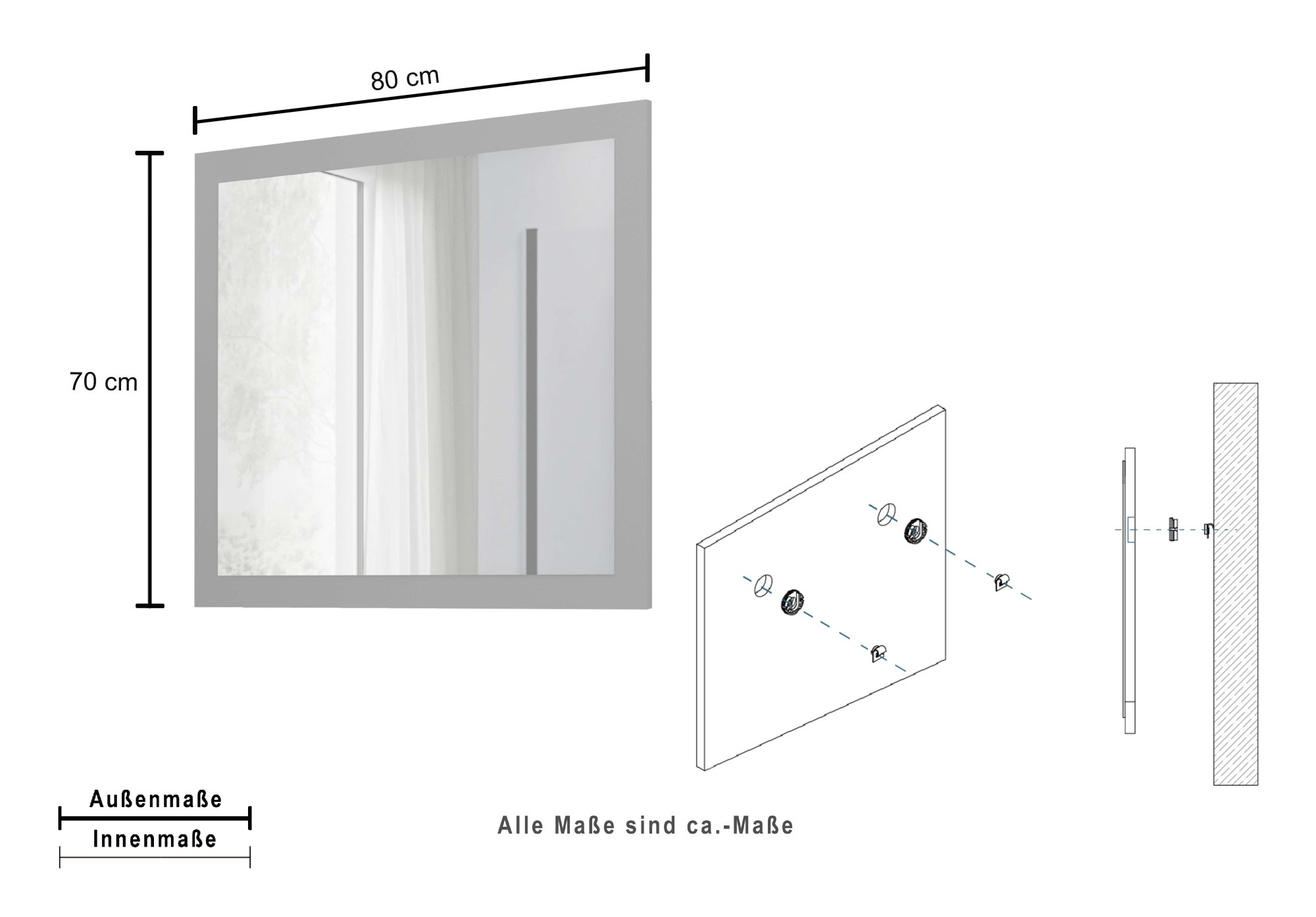 welltime Badspiegel »Garda, Waschbeckenunterschrank,Breite 80 cm,Waschtisch« Breite 80 cm- Passend zur Serie Garda