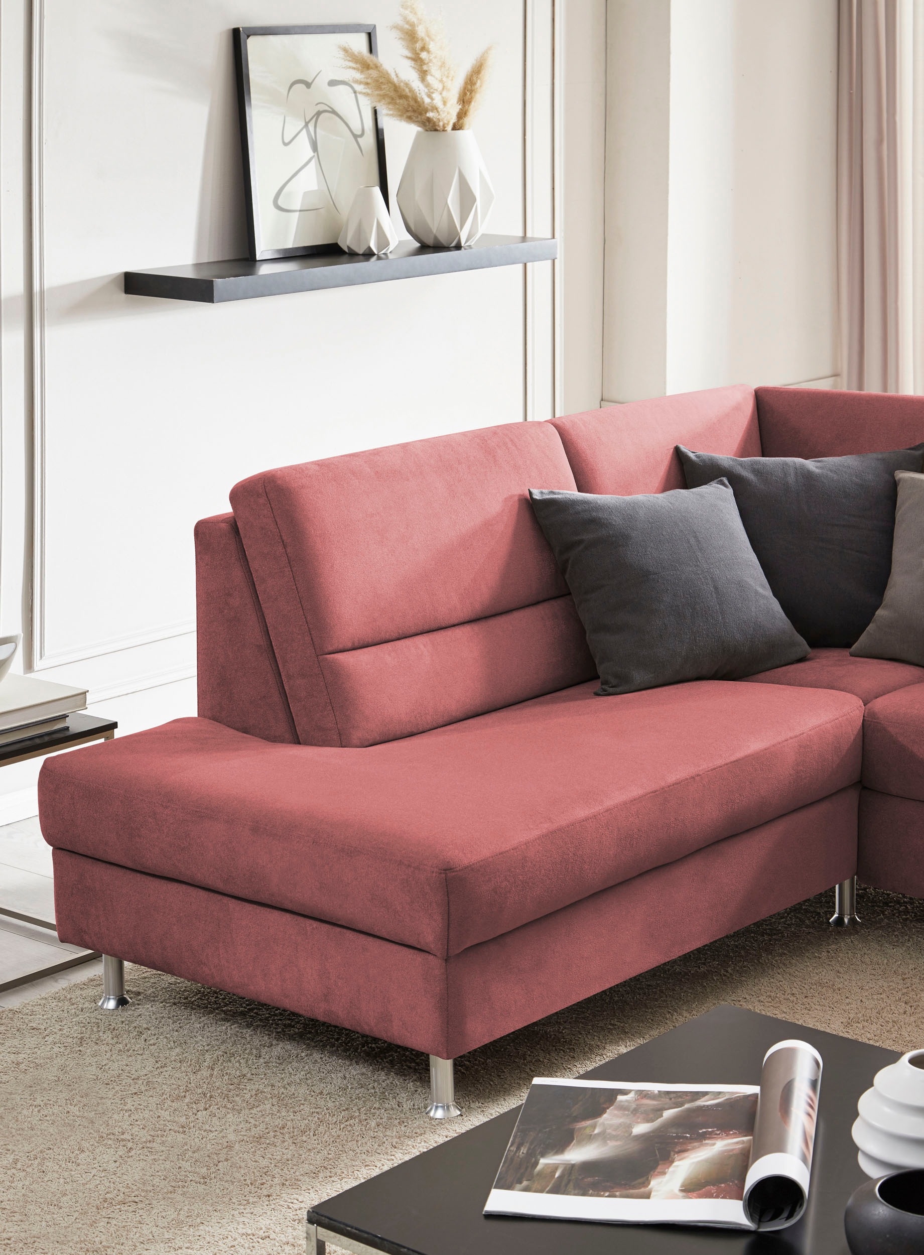 CALIZZA INTERIORS Ecksofa »Onyx L-Form«, Ottomane links oder rechts, wahlweise mit Bettfunktion, Breite 257 cm