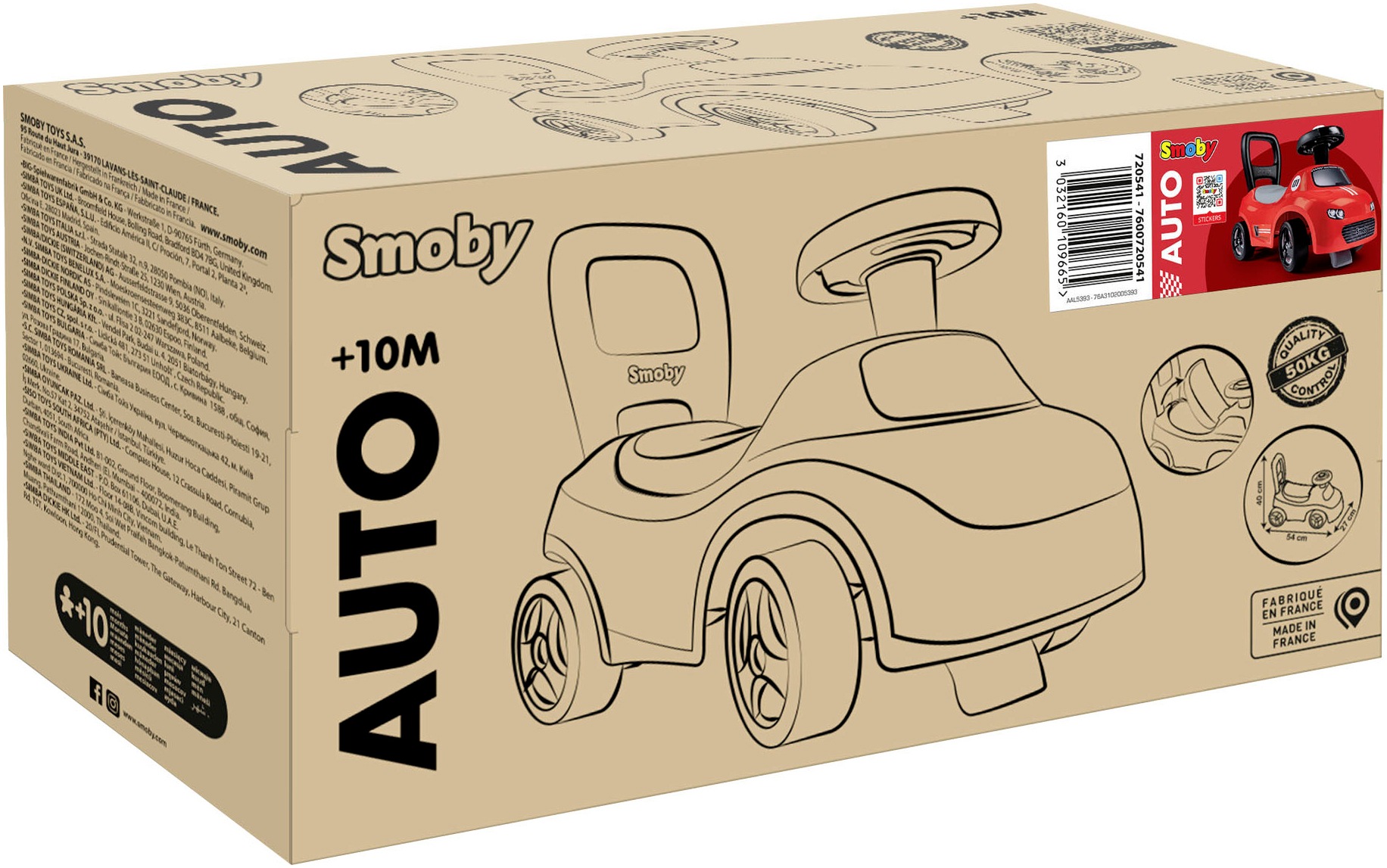 Smoby Rutscherauto »Rutschauto Rot«, auch als Lauflernhilfe nutzbar; Made in Europe