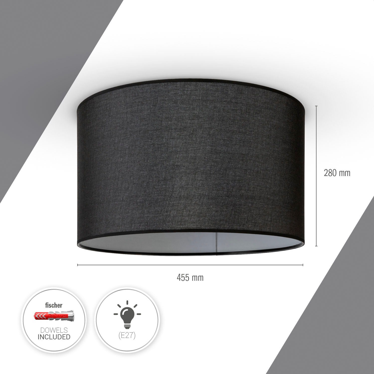 Paco Home Deckenleuchte »HUGO CANVAS UNI COLOR«, Leuchtmittel E27 | ohne Leuchtmittel, Esszimmer Stoffschirm Einfarbig Leinen Skandinavisch Deckenleuchte