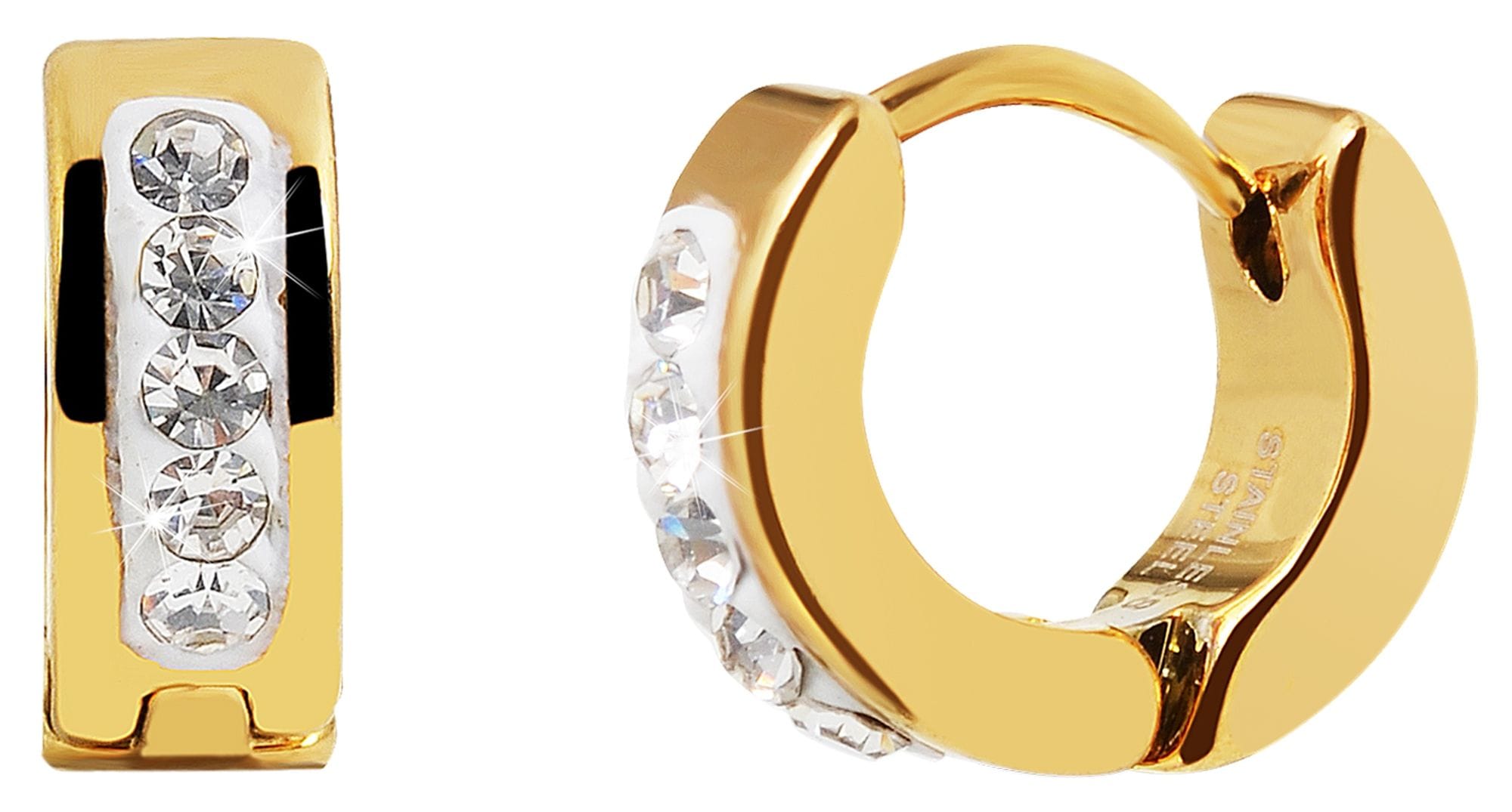 Adelia´s Paar Creolen »Damen Ohrringe ¿ Klappcreole aus Edelstahl mit Strass Steinchen«