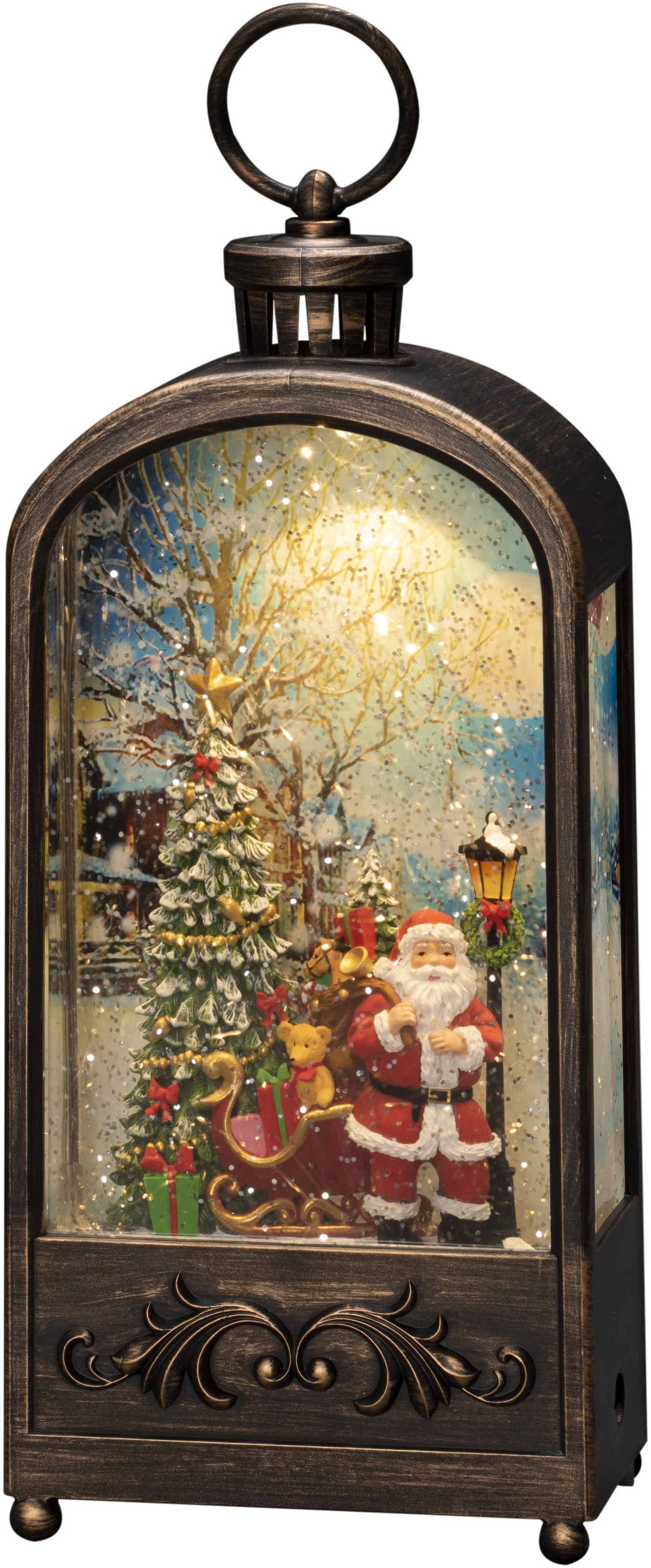 KONSTSMIDE LED Laterne »LED Wasserlaterne Santa und Baum«, wassergefüllt, 5h Timer, 1 warm weiße Diode
