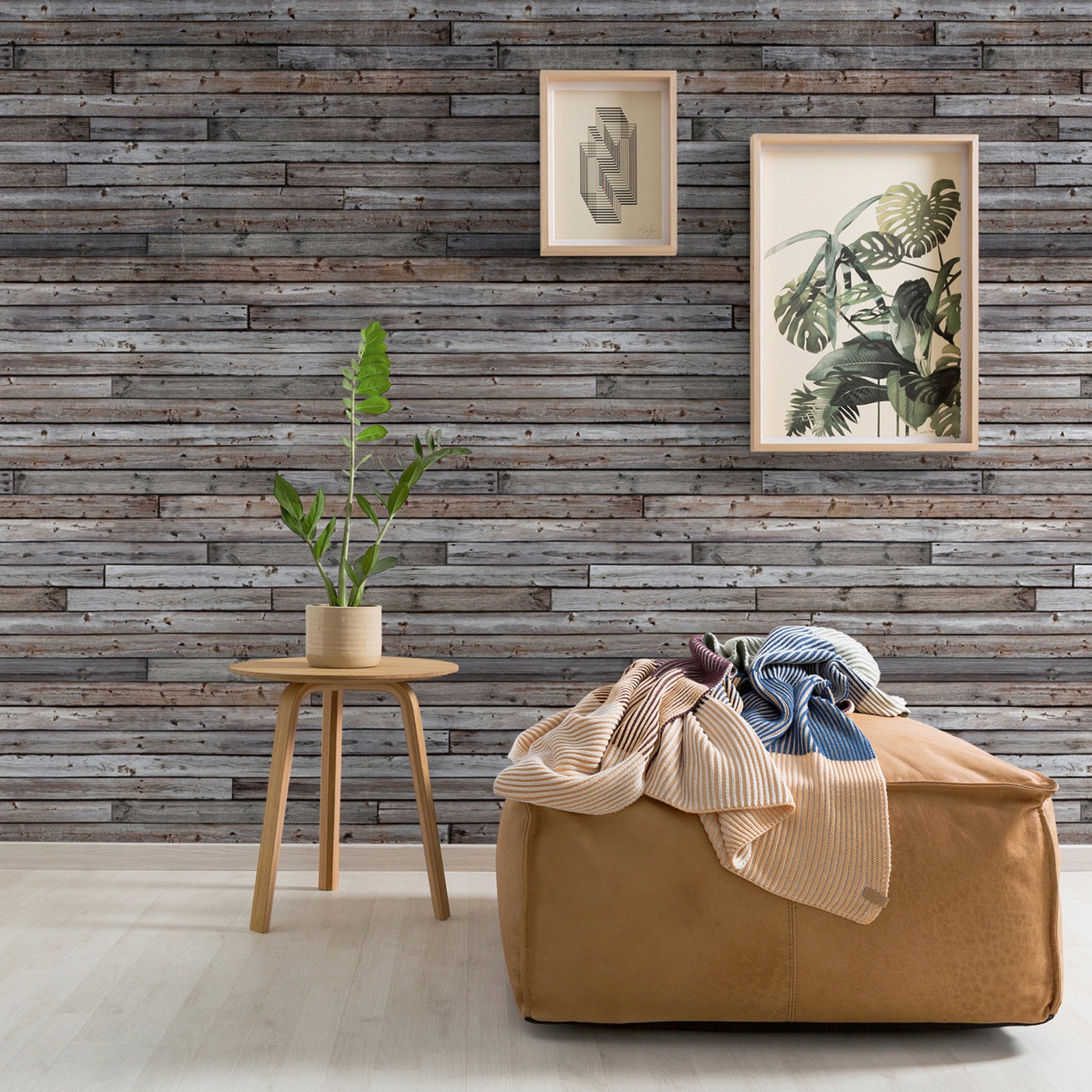 Bodenmeister Fototapete »3d Effekt Holzwand Vintage grau«