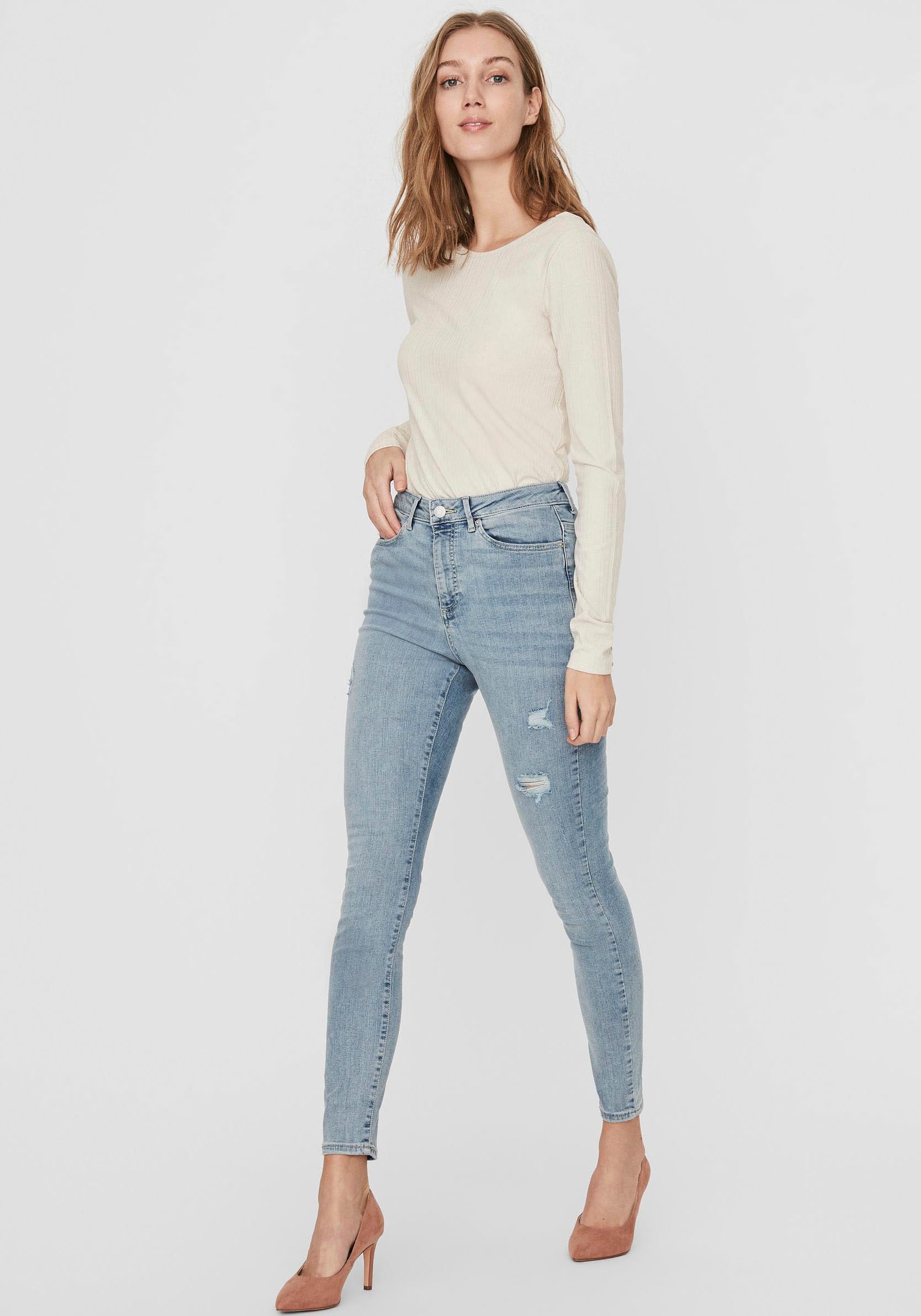 Vero Moda Skinny-fit-Jeans »VMSOPHIA HR SKINNY DESTR J AM314 NOOS«, mit Destroyed Effekt