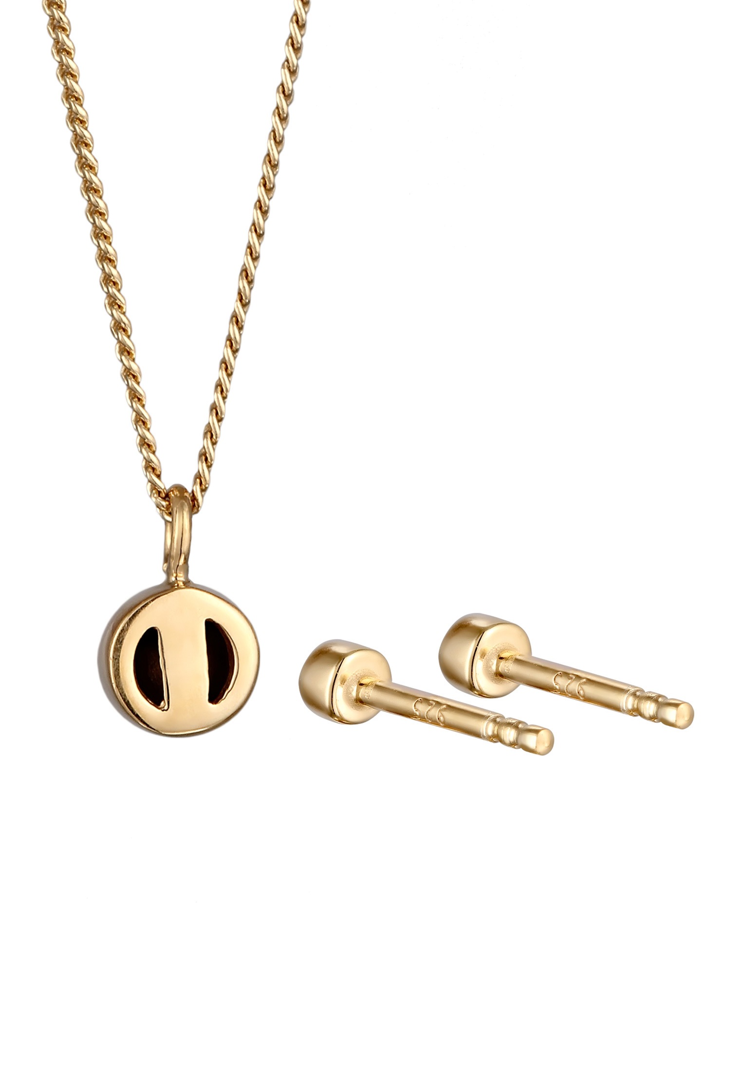 Elli Ohrring und Ketten Set »Schmuckset Set Solitär Kristalle 925 Sterling Silber vergoldet«
