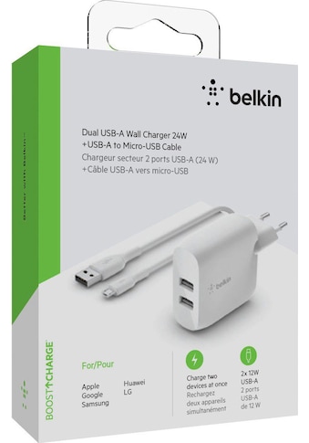 Belkin USB-Ladegerät »Dual USB-A Ladegerät incl. Micro-USB Kabel 1m 24W« kaufen
