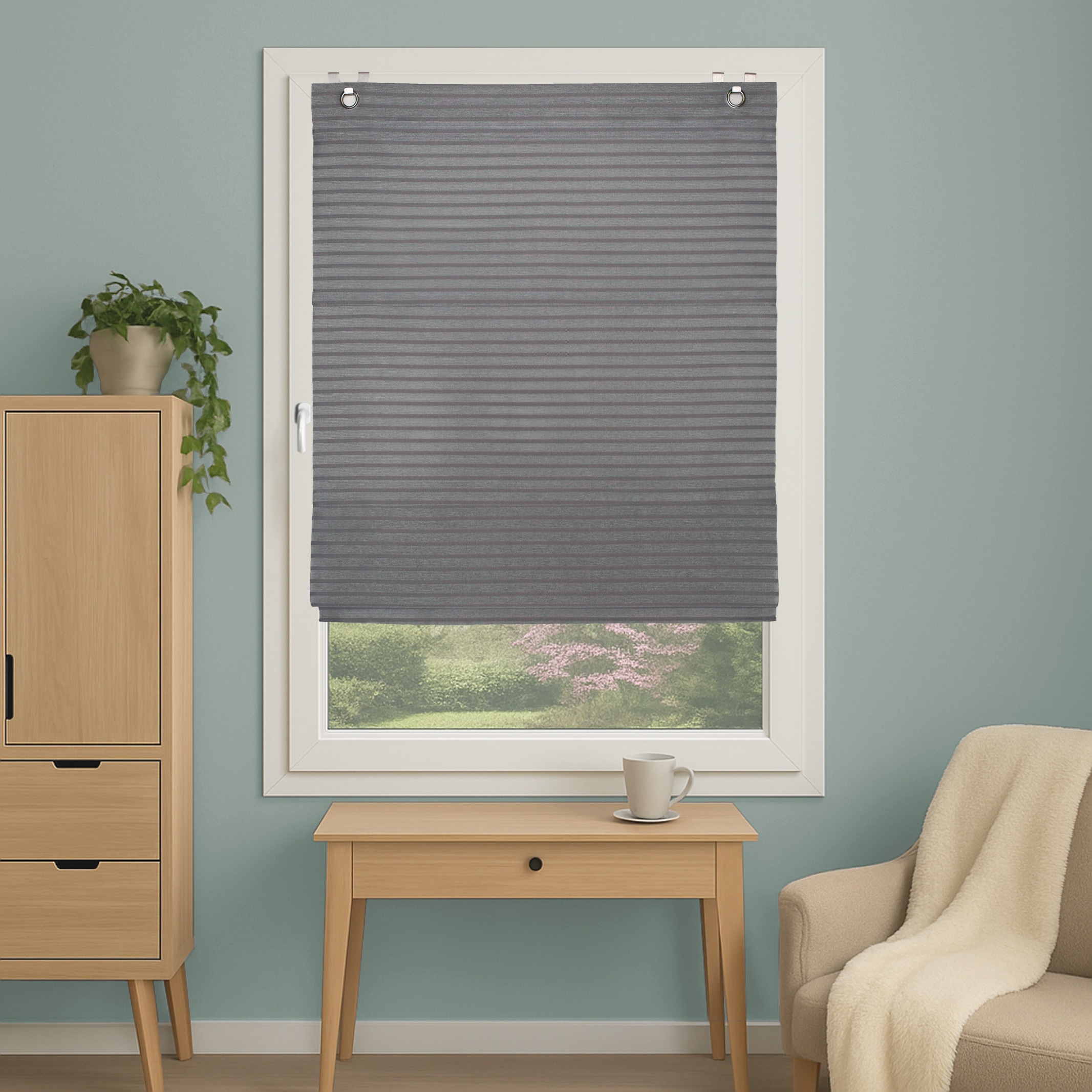 HOME WOHNIDEEN Magnetrollo »JACOB« mit Hakenaufhängung ohne Bohren und Schrauben Querstreifen