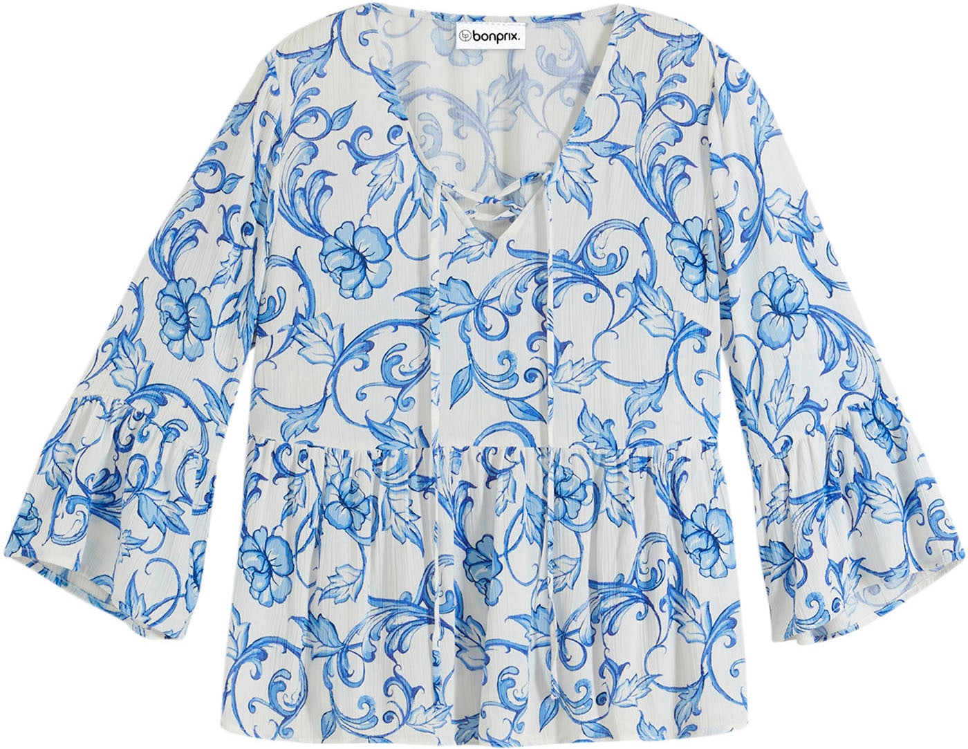 bonprix Tunika figurumspielende Passform, mit 3/4-Ärmeln, mit Bindedetails