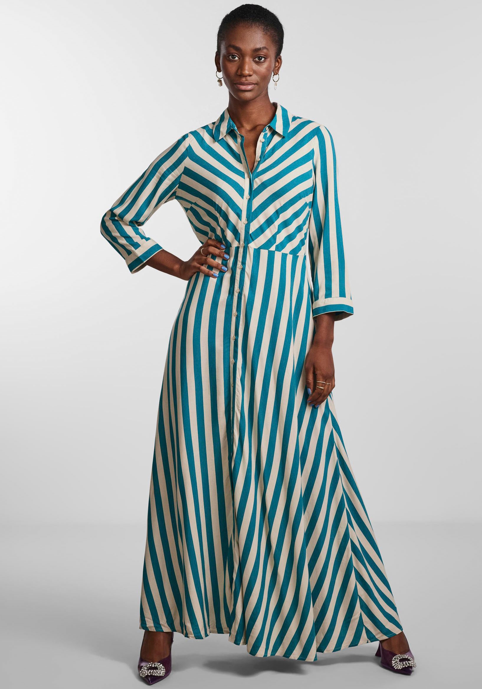 Y.A.S Hemdblusenkleid »YASSAVANNA LONG SHIRT DRESS«, mit 3/4 Ärmel online  bei OTTO