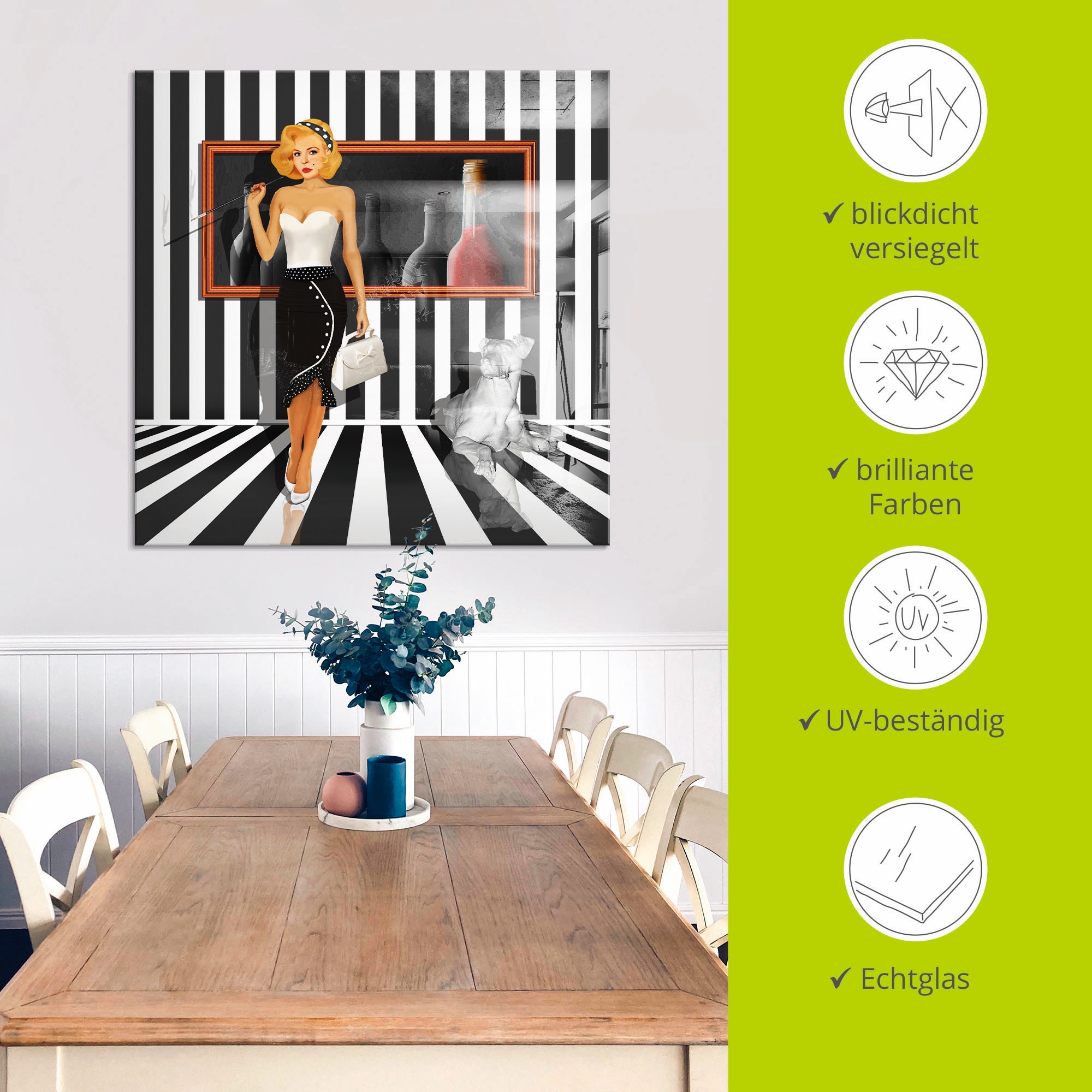 Artland Glasbild »Das Damenquartett 4 Schwarz-Weiss« Frau 1 Stk. tlg. in verschiedenen Größen