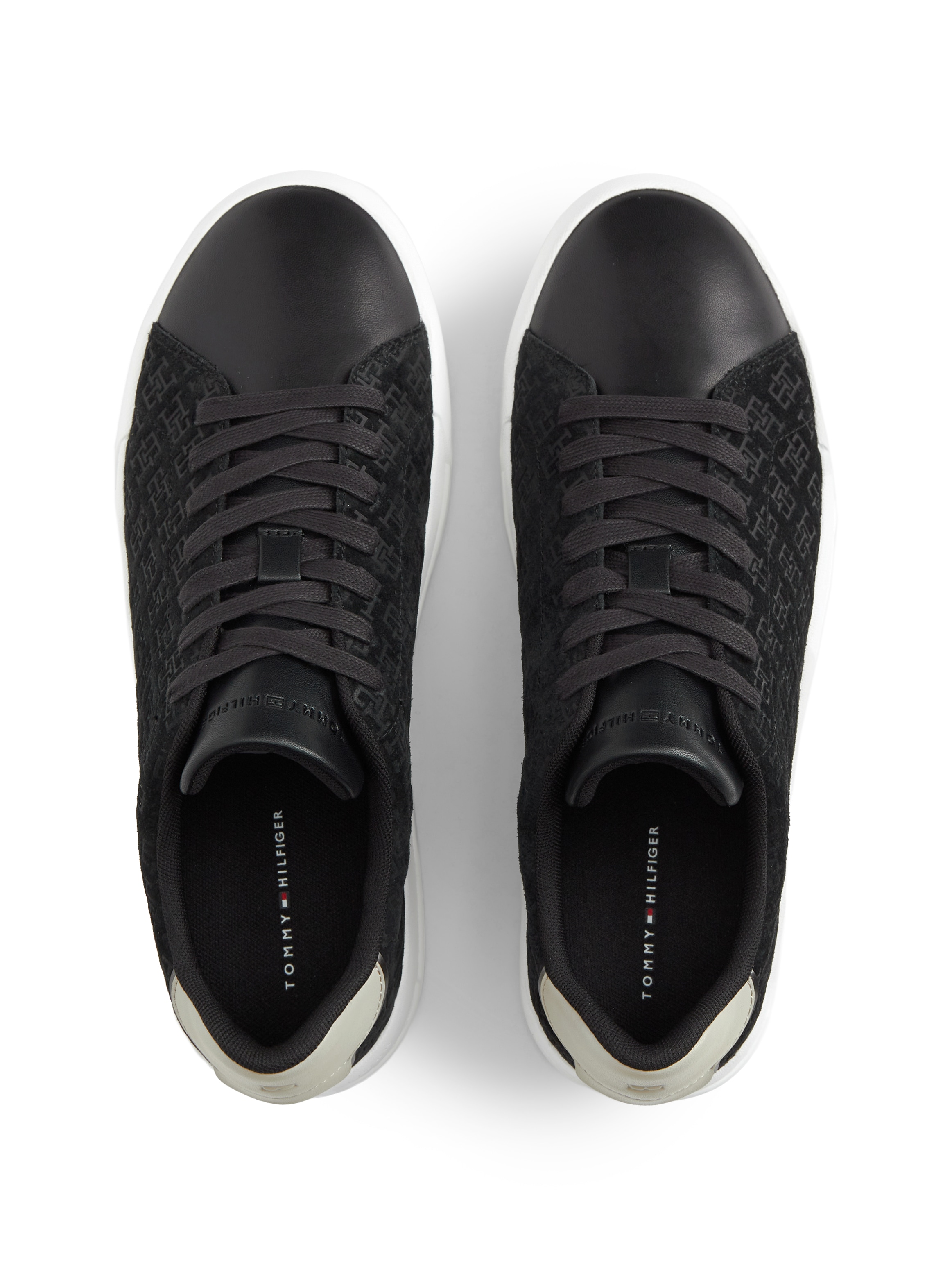Tommy Hilfiger Sneaker »TH COURT LTH MIX  MONOGRAM«  Freizeitschuh, Halbschuh, Schnürer mit TH-Allover-Prägung