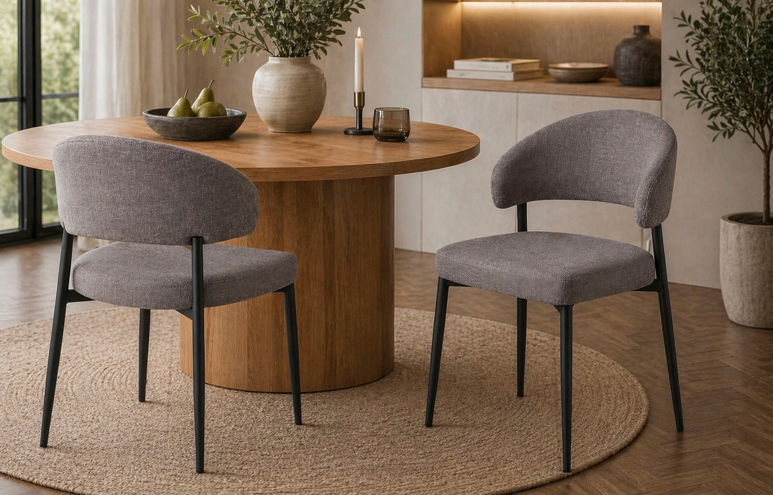 ACTONA GROUP Esszimmerstuhl »Edina, 2er-Set, Skandinavisches Design, weicher Stoff, pflechteleicht« () Robuste schwarze Beine, verschiedene Varianten, hervorrangend Komfort