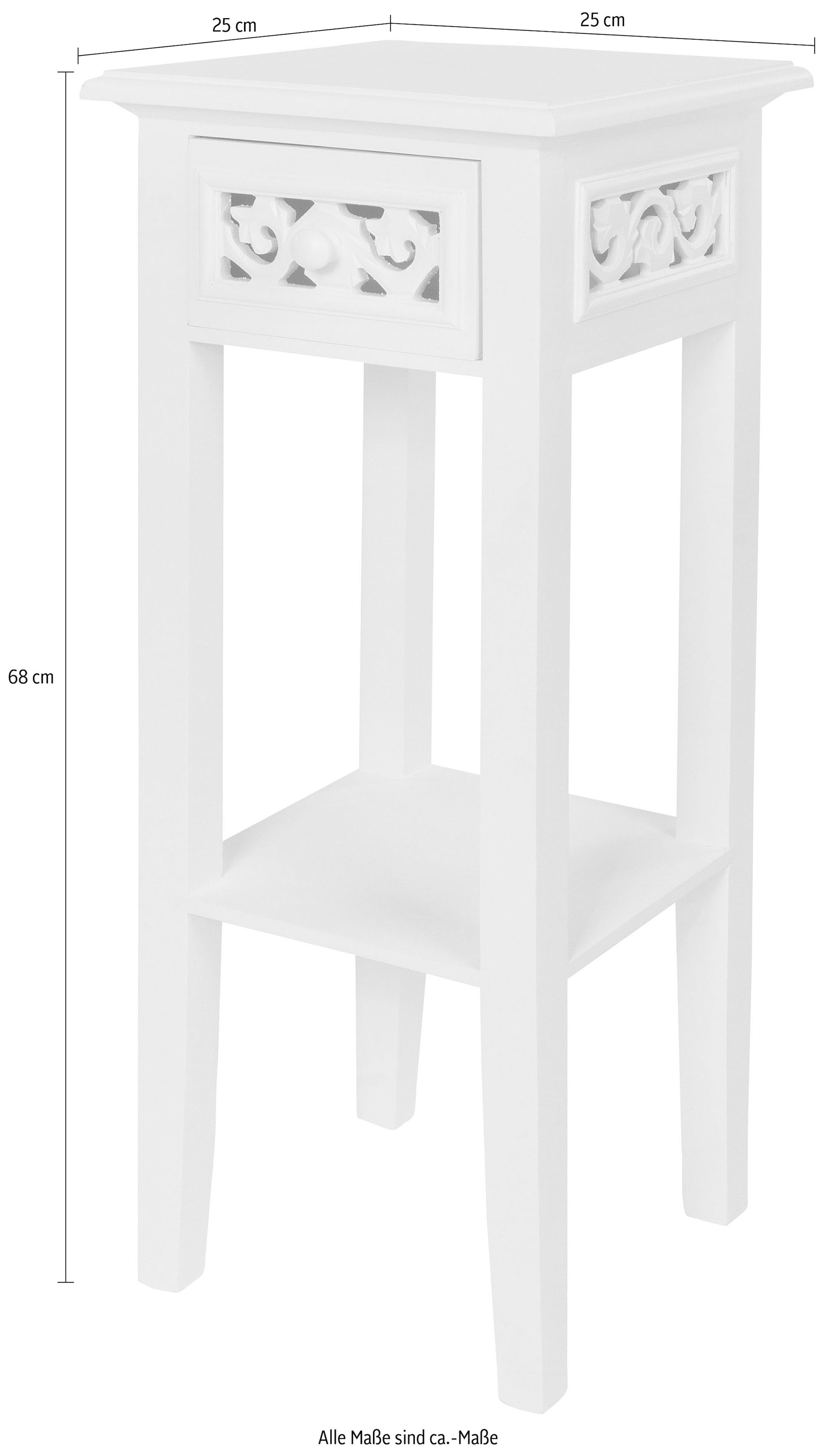 my Flair Beistelltisch »Romantic«, Beistelltisch, weiß, Landhausstil, mit Schublade
