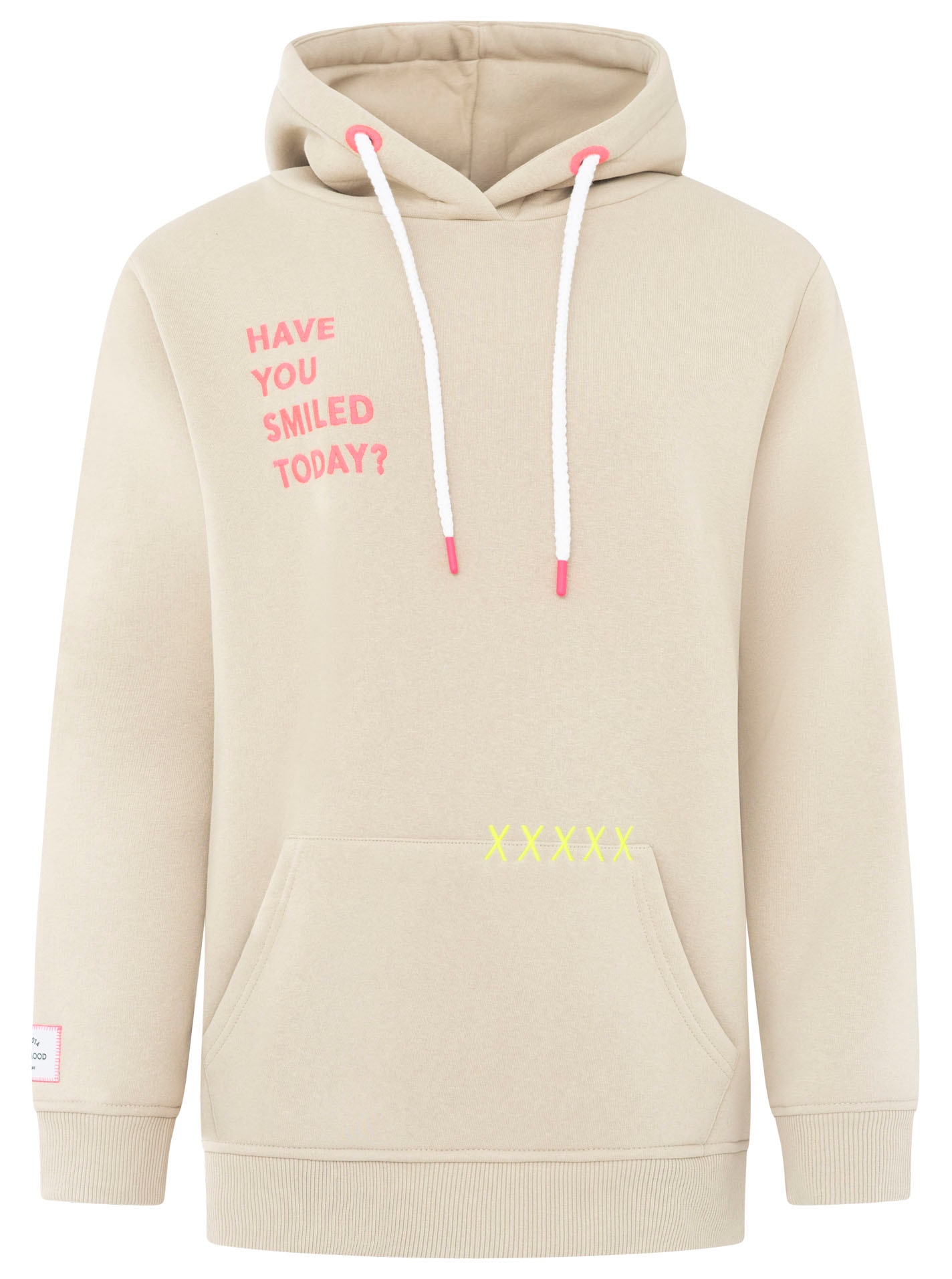Zwillingsherz Hoodie »"Smile Cross"«, Statement Schriftzug, Stickerei, Kapuze, Kängurutasche
