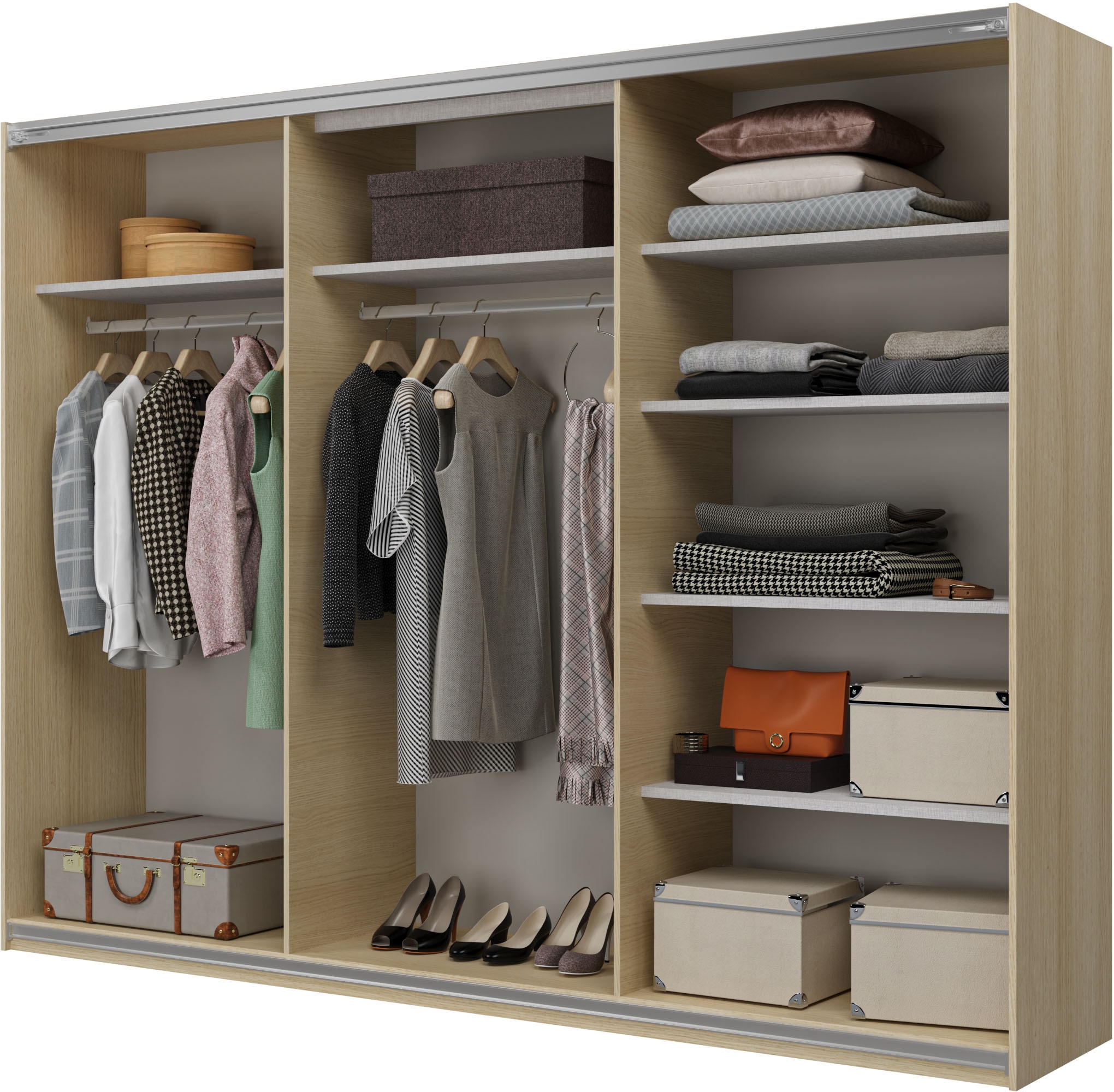 Home affaire Schiebetürenschrank »Cube Garderobenschrank incl.kompletter Innenausstattung«, Moderner Kleiderschrank, Schiebetürenschrank, Garderobe