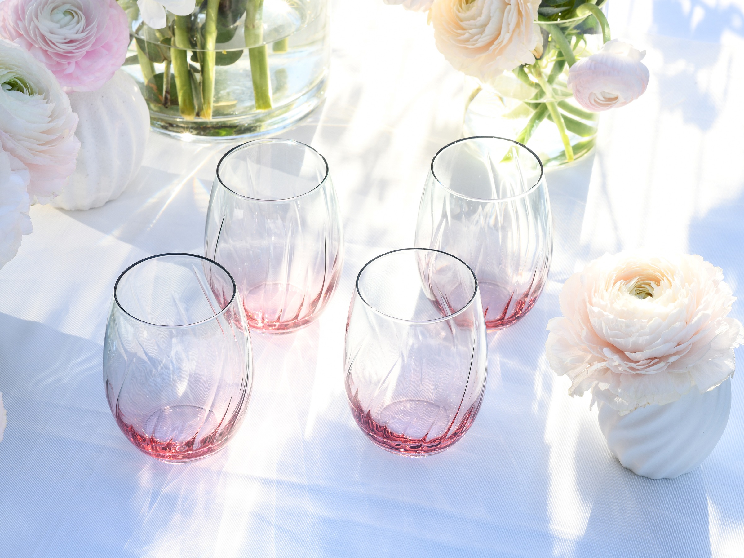 CreaTable Longdrinkglas »Swirly Spring, Longdrinkgläser-Set, 4-tlg.« Rillen Relief, Modern, Sommerlich, Leicht