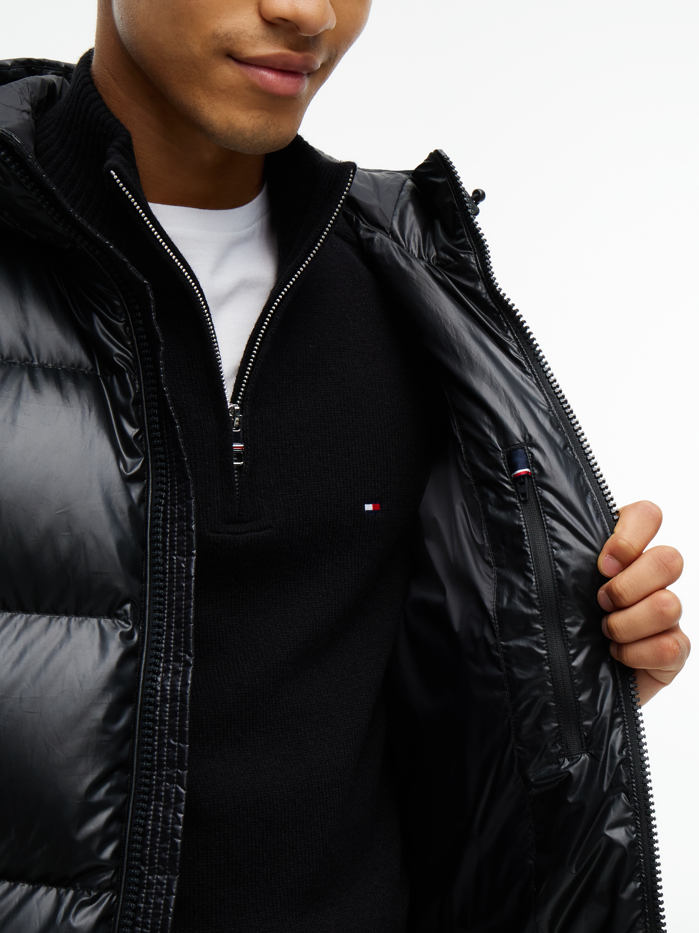 Tommy Hilfiger Daunenjacke »SHINY DOWN HOODED PUFFER« mit Kapuze