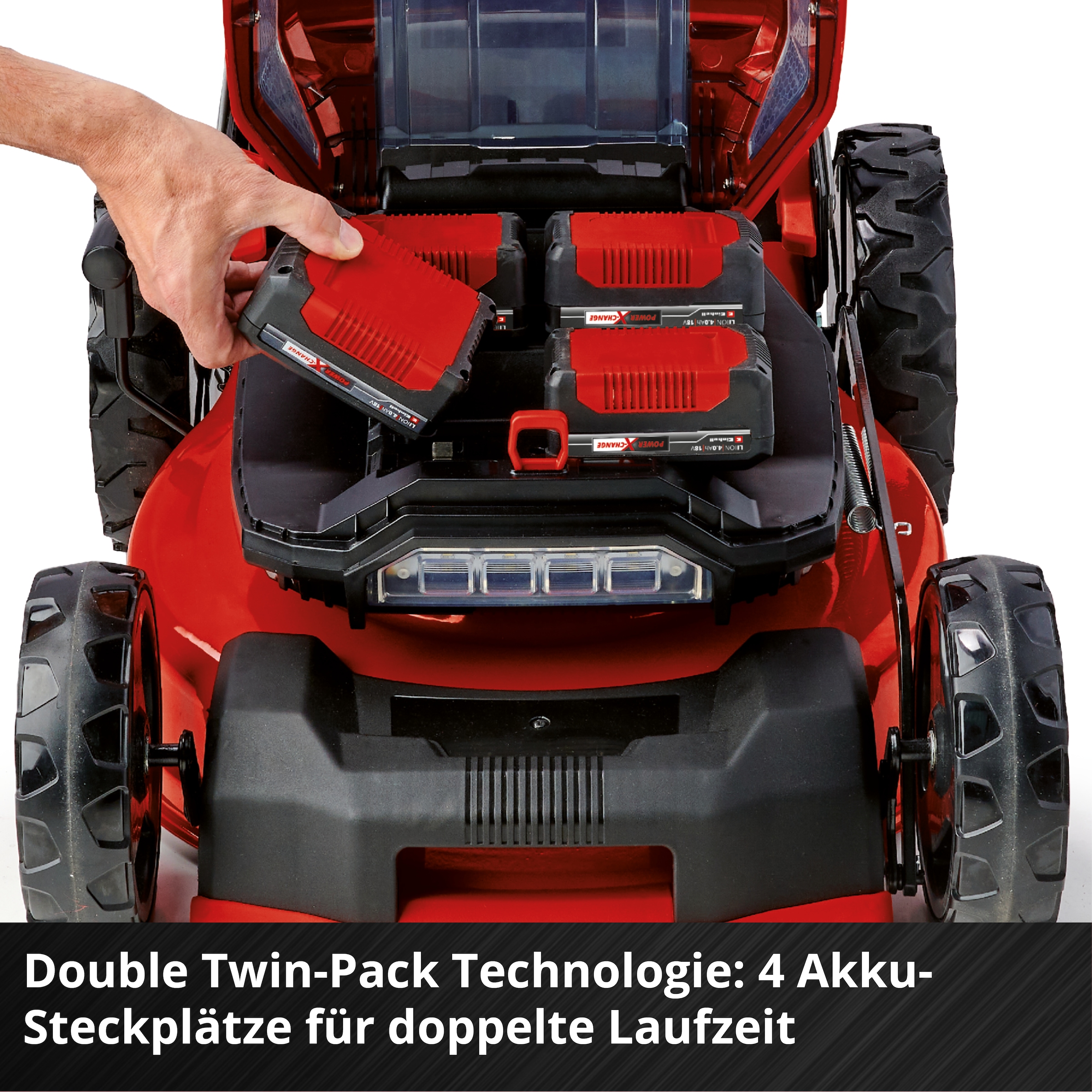 Einhell Akkurasenmäher »GP-CM 36/47 S Li BL (4x4,0Ah)« 4 x 4 Ah Akku und 2 Twincharger
