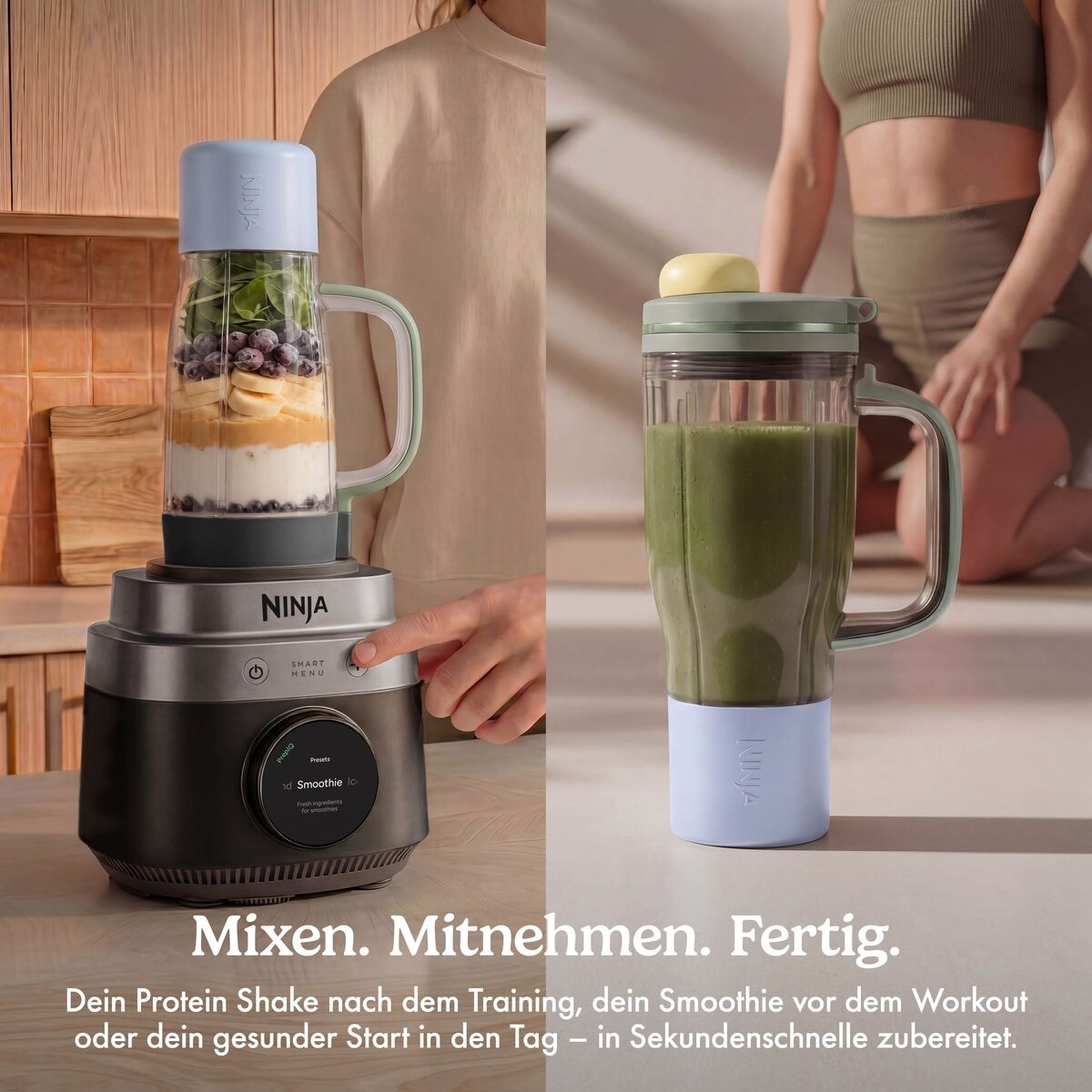 NINJA Standmixer »LB301EUBK CrushBOSS 2-in-1-Mixer mit BlendBOSS-Becher, Onyx« 1200 W mit BlendBOSS-Becher
