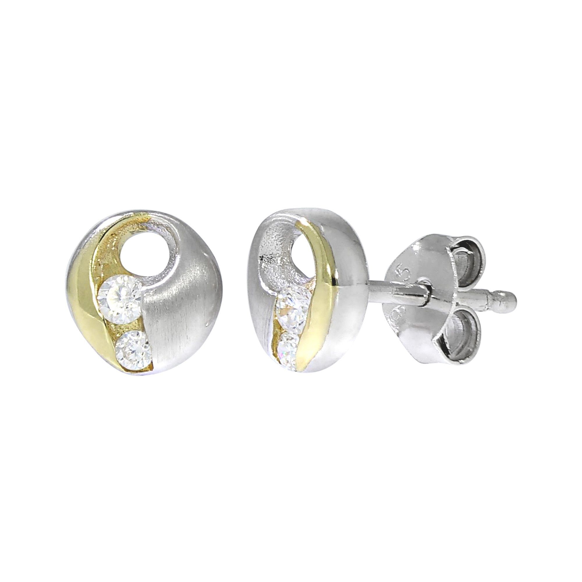 Vivance Paar Ohrstecker »925/- Sterling Silber bicolor Zirkonia«, rhodiniert und vergoldet