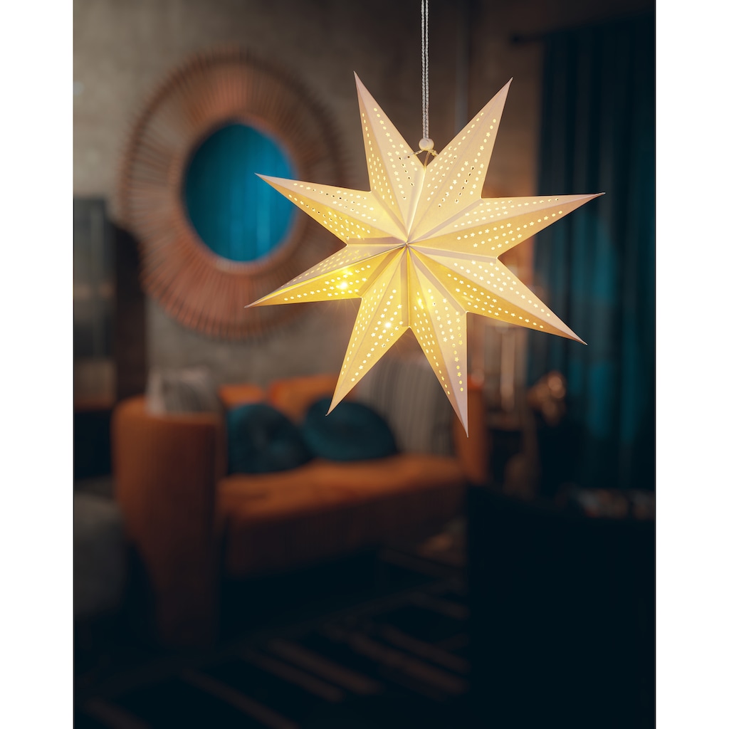 BONETTI LED Stern, 1 St., Warmweiß, Ø ca. 45 cm, aus Papier, mit 9 Spitzen