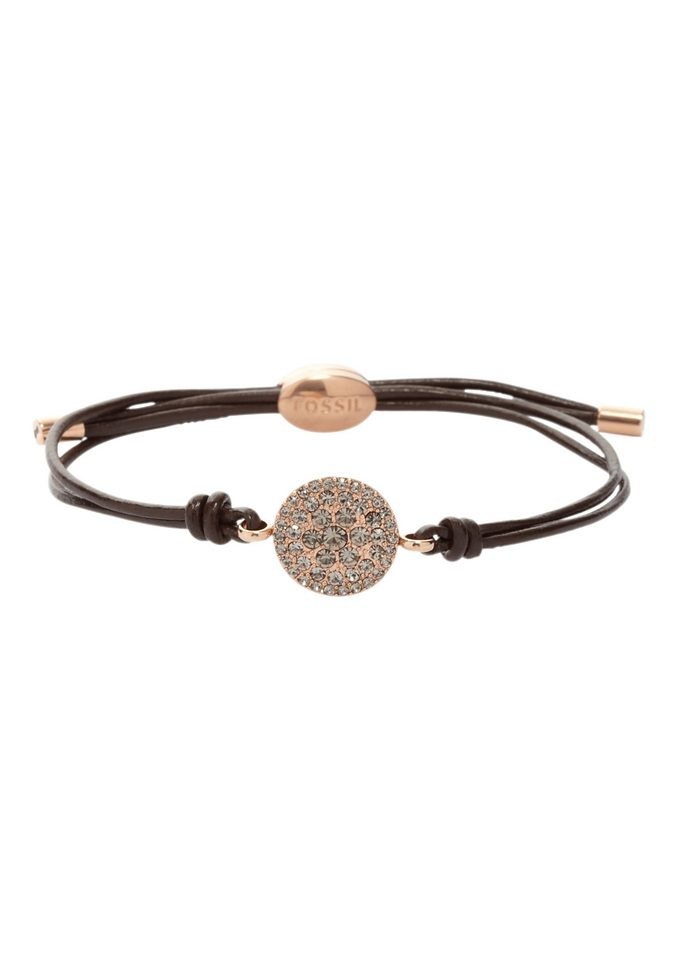 Fossil Lederarmband »JF00118791«, mit Glassteinen