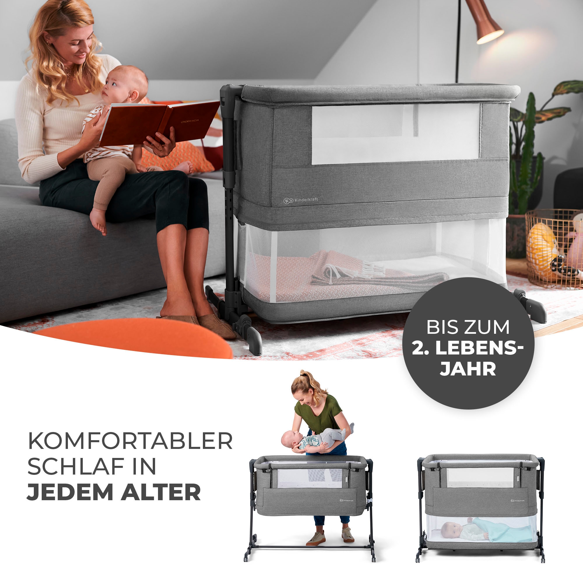 Kinderkraft Beistellbett »NESTE GROW«