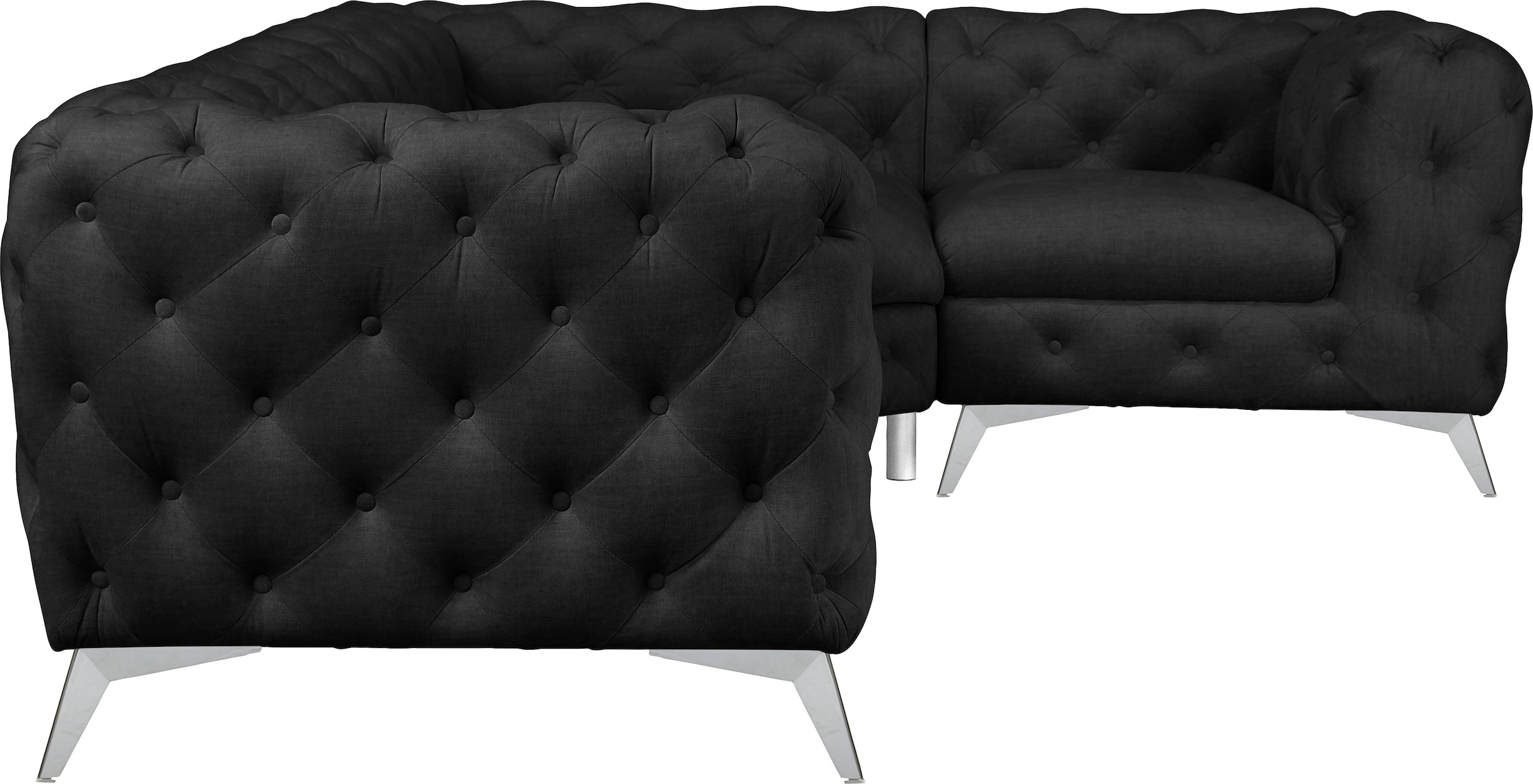 Home affaire Chesterfield-Sofa »Ecksofa GLYNIS L-Form mit Wellenunterfederung, Maße B/T/H 264/204/75cm« aufwändige Knopfheftung, moderne Chesterfield Optik, Fußfarbe wählbar