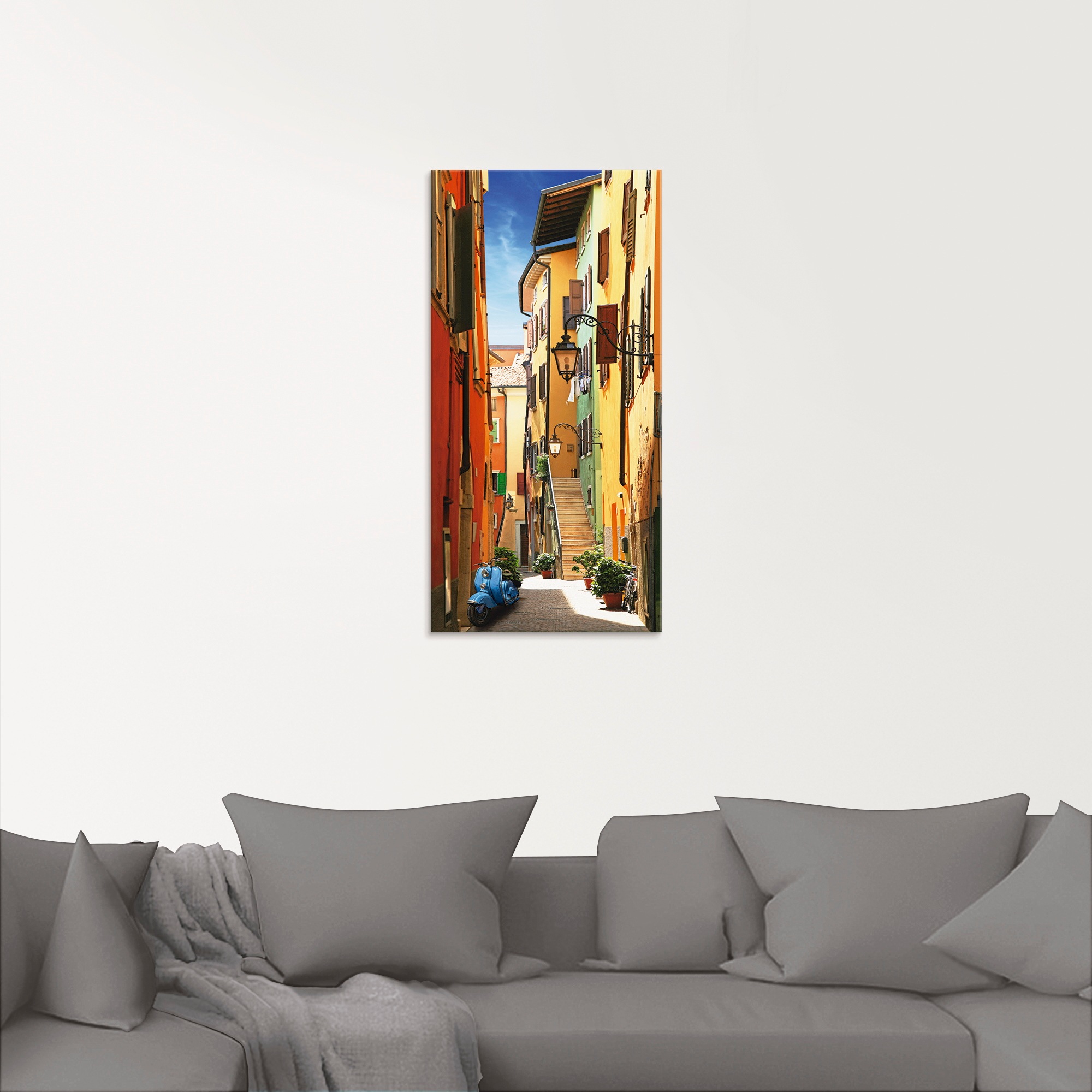 Artland Glasbild »Altstadtgasse Riva del Garda«, Architektonische Elemente, (1 St.), in verschiedenen Größen
