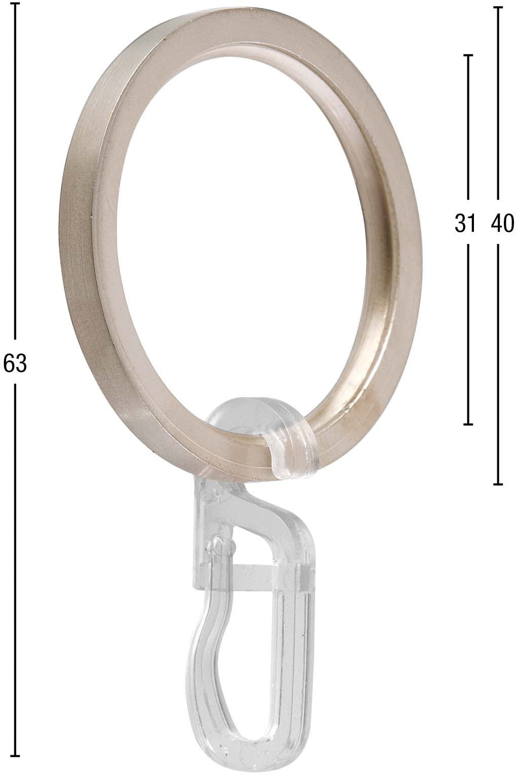 GARESA Gardinenring »Aluminium 20mm Ring mit Faltenlegehaken«, (1 St.), Ring mit Haken, Durchmesser 20mm