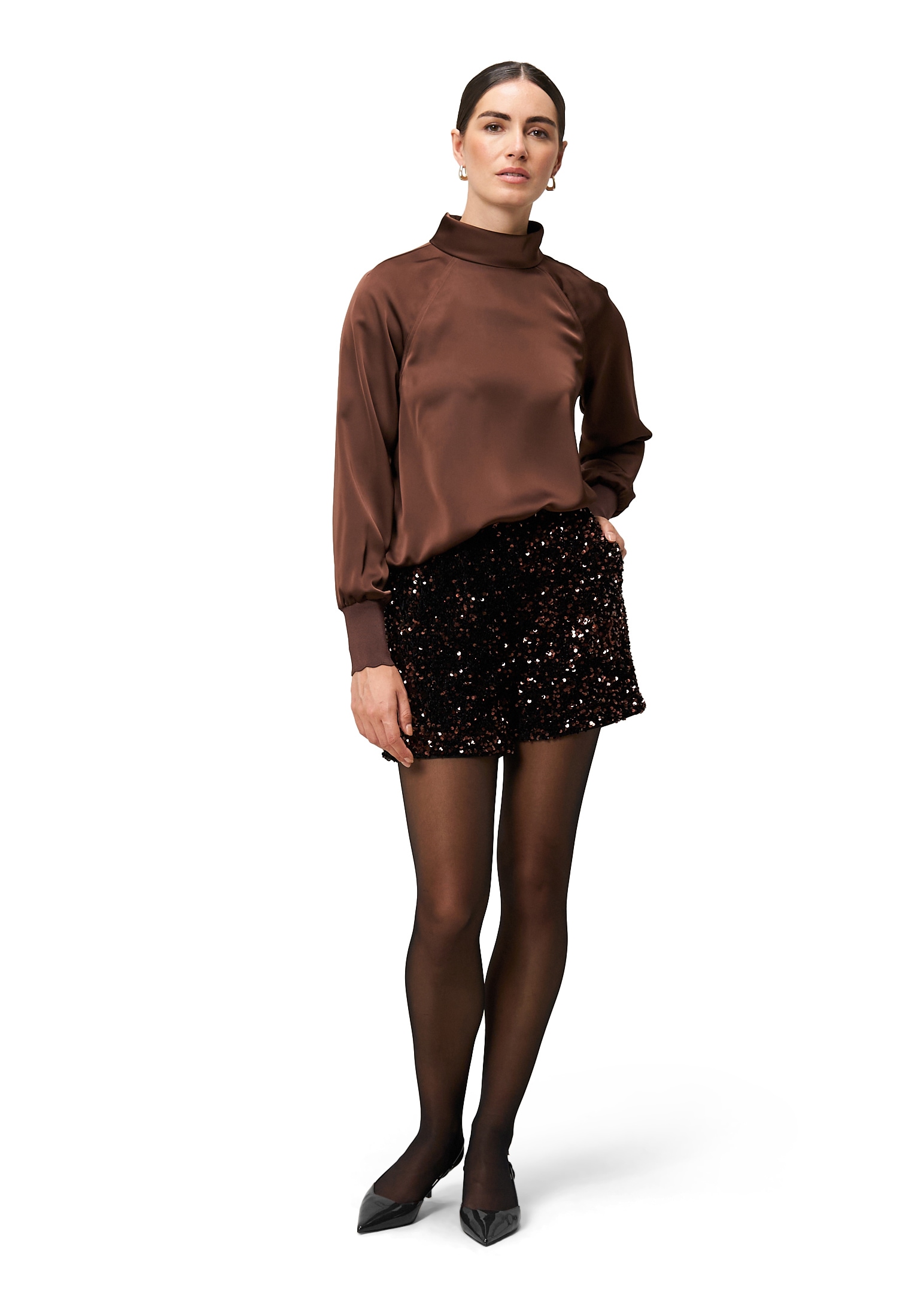 Zero Satinbluse »Satinbluse mit Stehkragen«