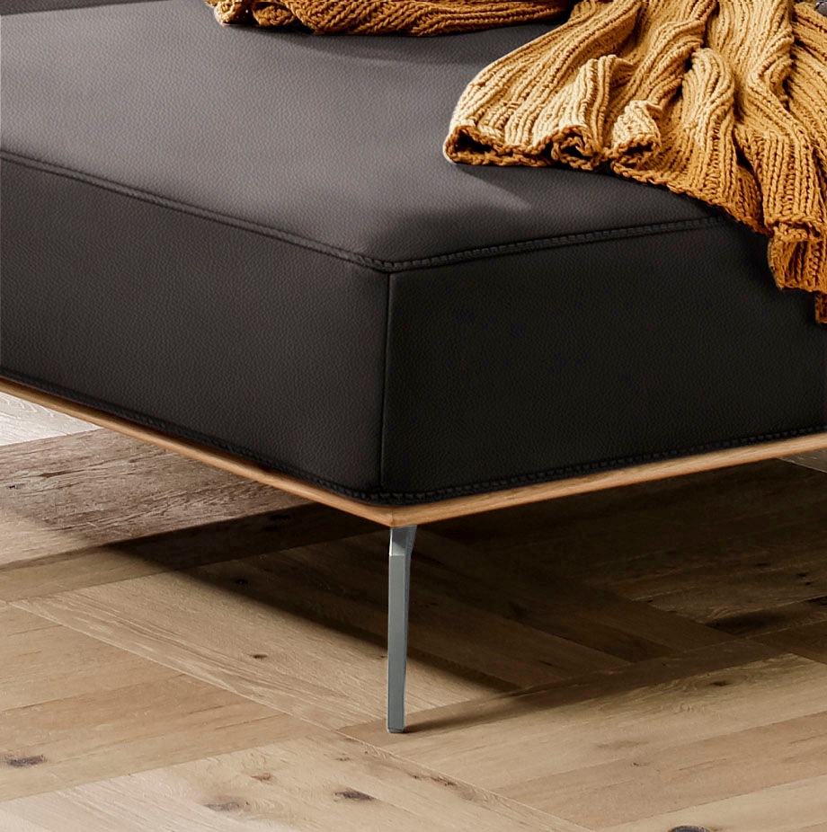 W.SCHILLIG Ecksofa »run, Designsofa mit tollem Sitzkomfort, bequem, L-Form«, mit elegantem Holzsockel, Füße in Silber matt, Breite 299 cm