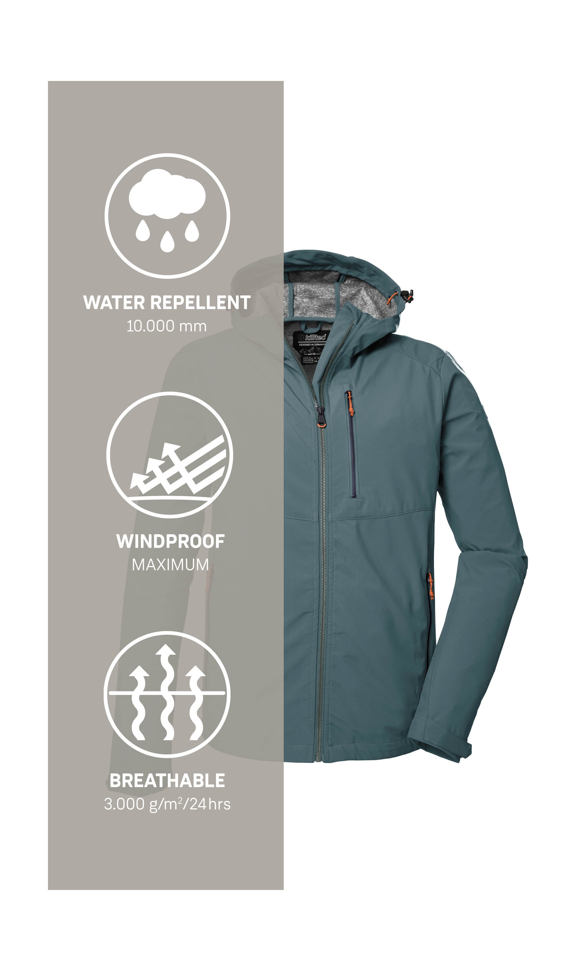 Killtec Softshelljacke »KOS 259 MN SFTSHLL JCKT« Wasserabweisende Softshelljacke mit verstellbarer Kapuze