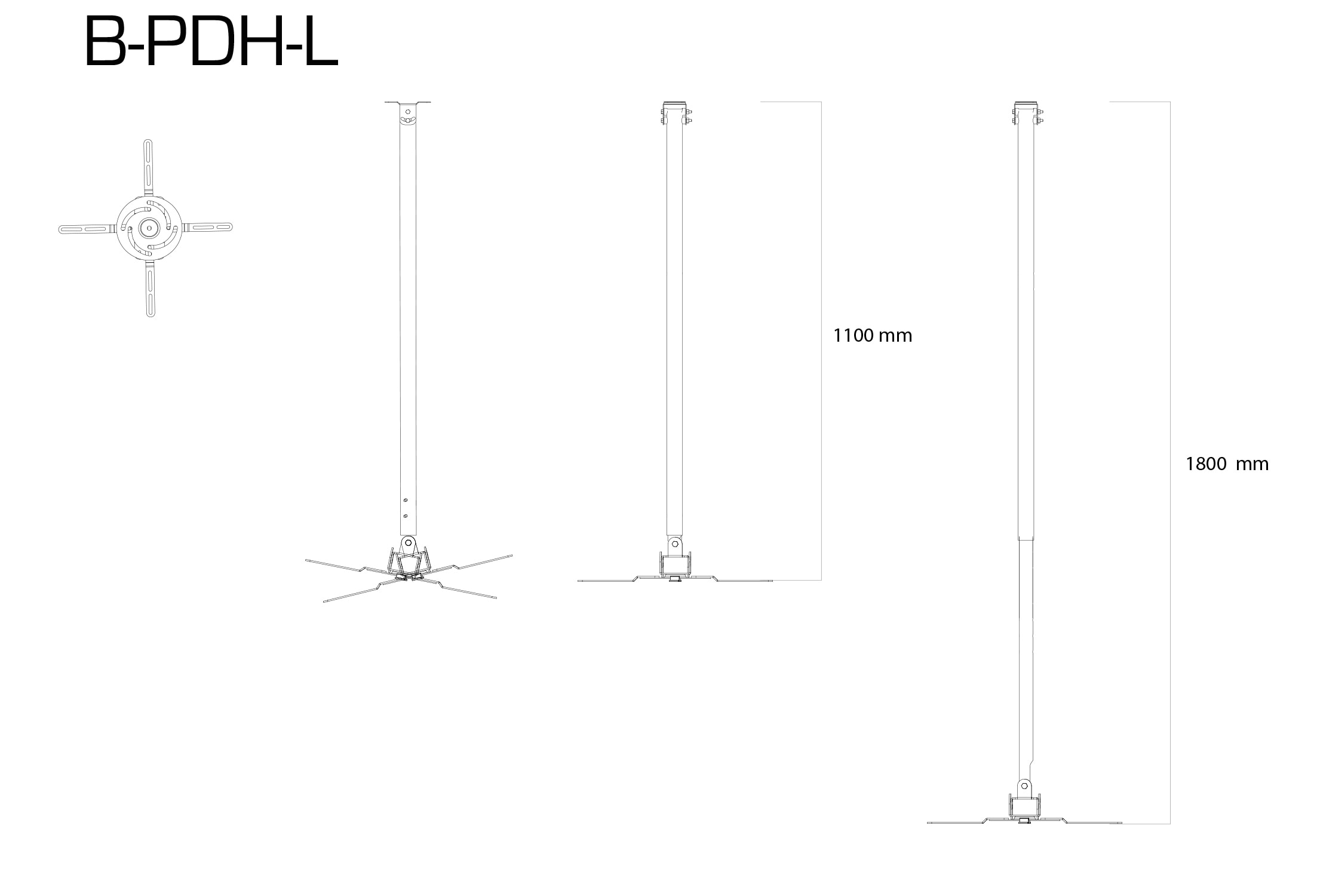 VCM Beamer-Deckenhalterung »Projekt Beamer Deckenhalterung B-PDH 110-180 cm«