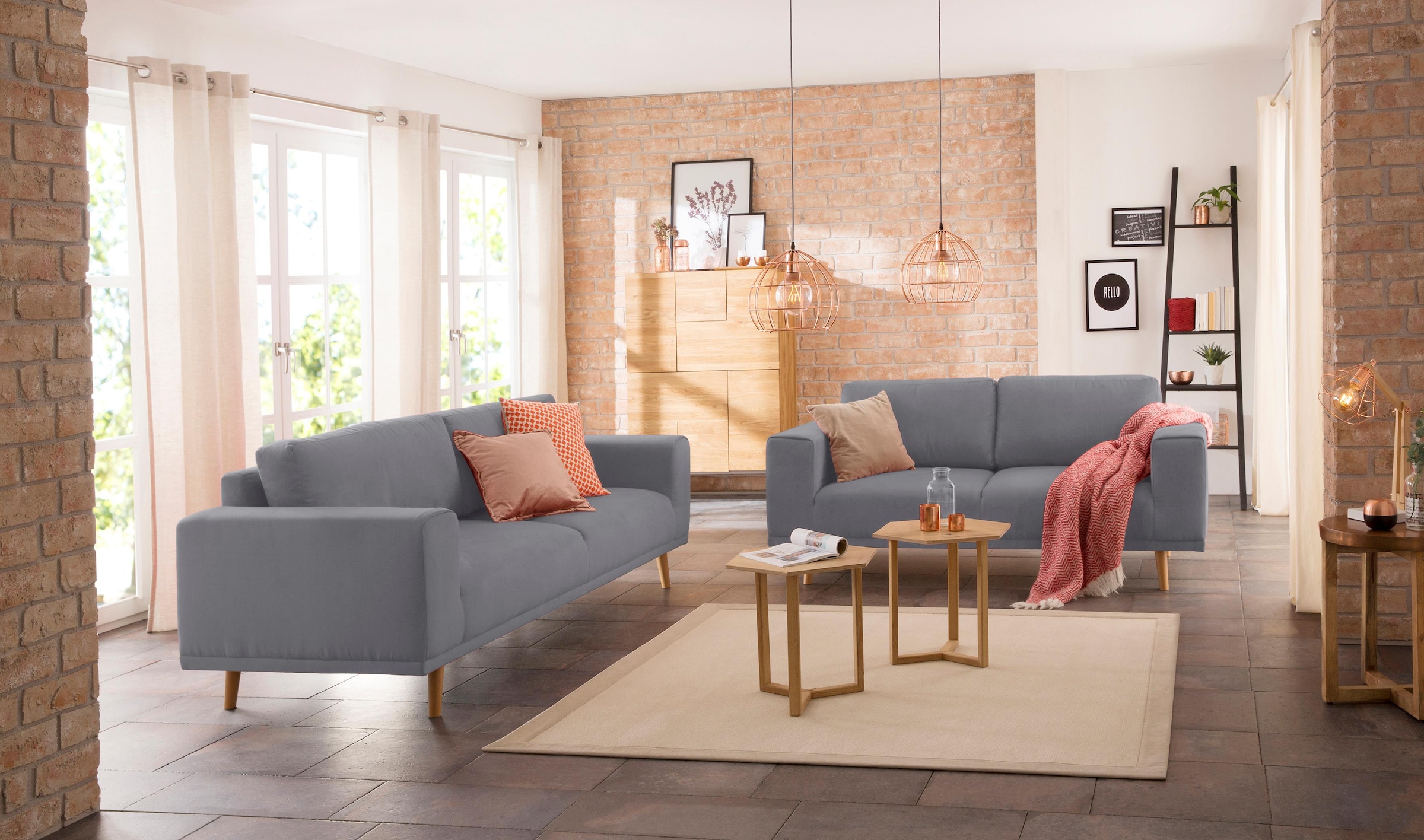 Home affaire 3-Sitzer »Lasse« im scandinavischem Stil mit Holzfüßen